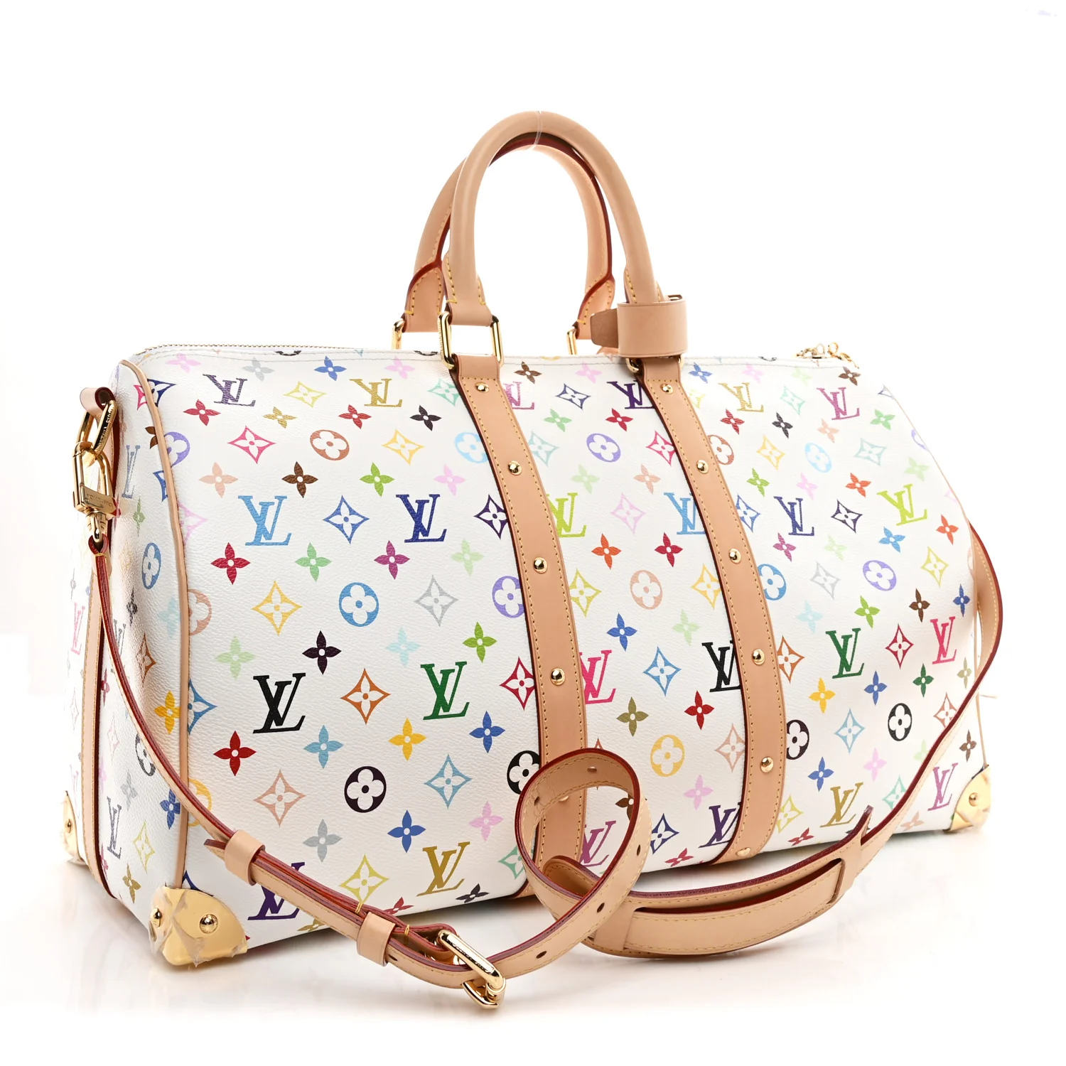 LV X TM Monogram Multicolor Keepall Bandouliere 45 White - Image 2