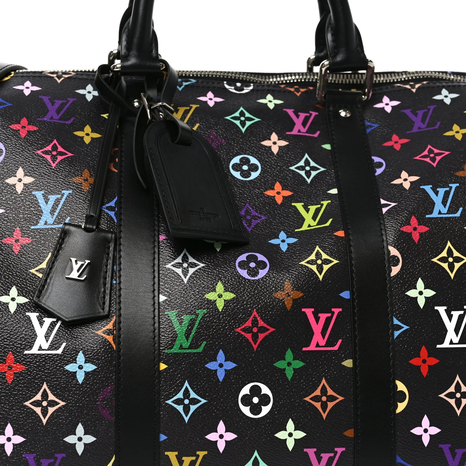 LV X TM Monogram Multicolor Keepall Bandouliere 50 Black - Image 6