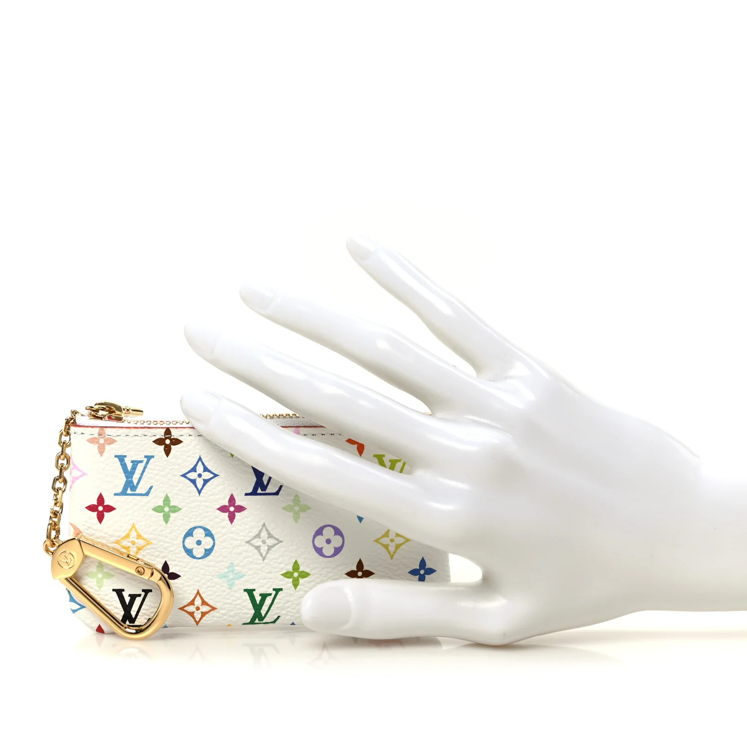 LV X TM Monogram Multicolor Key Pouch White - Image 2