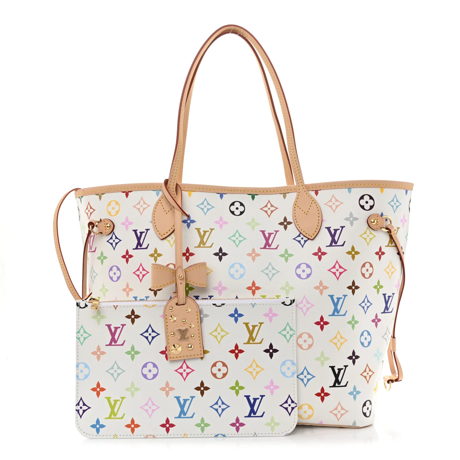 LV X TM Monogram Multicolor Neverfull MM White - Image 3