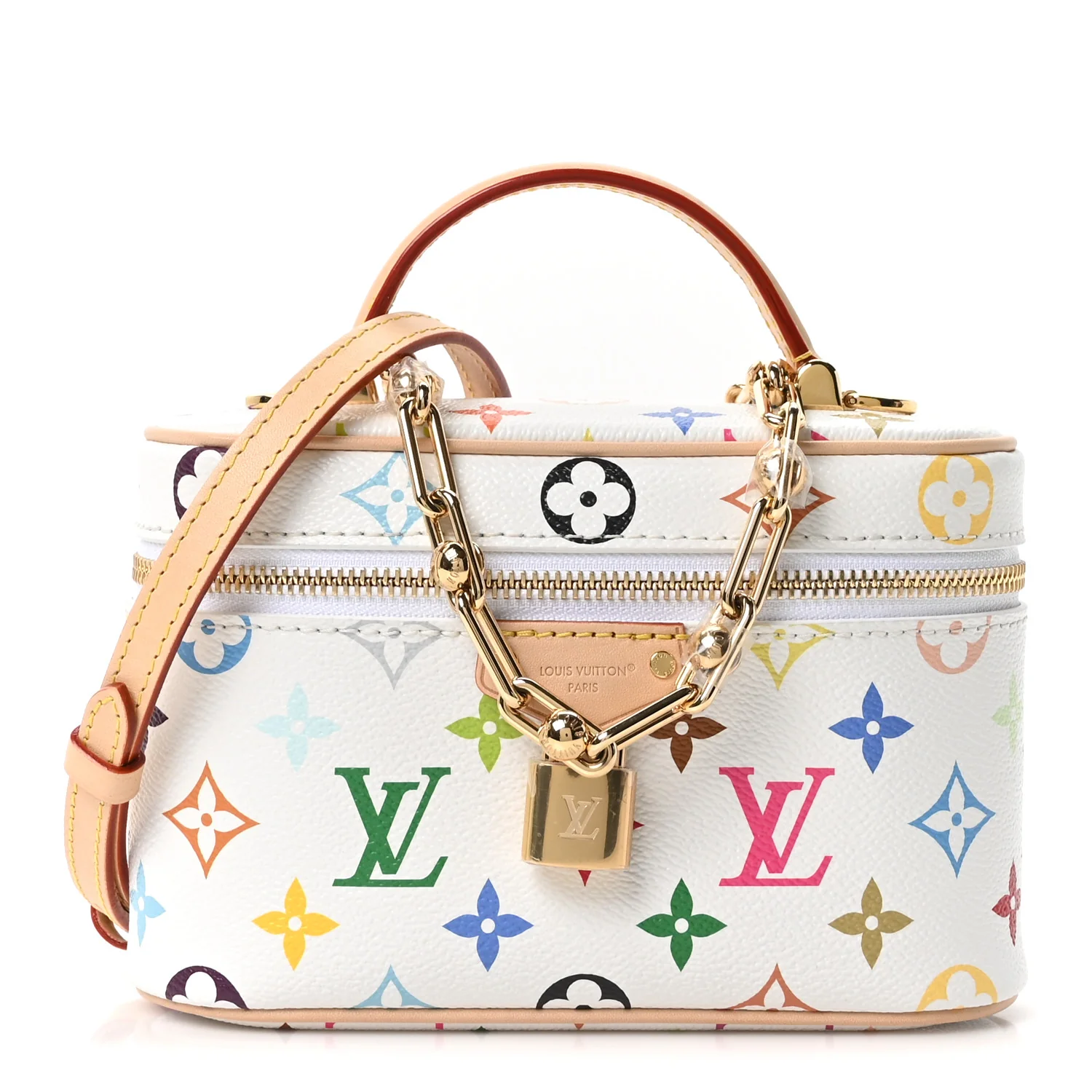 LV x TM Monogram Multicolor Vanity Chain Pouch White