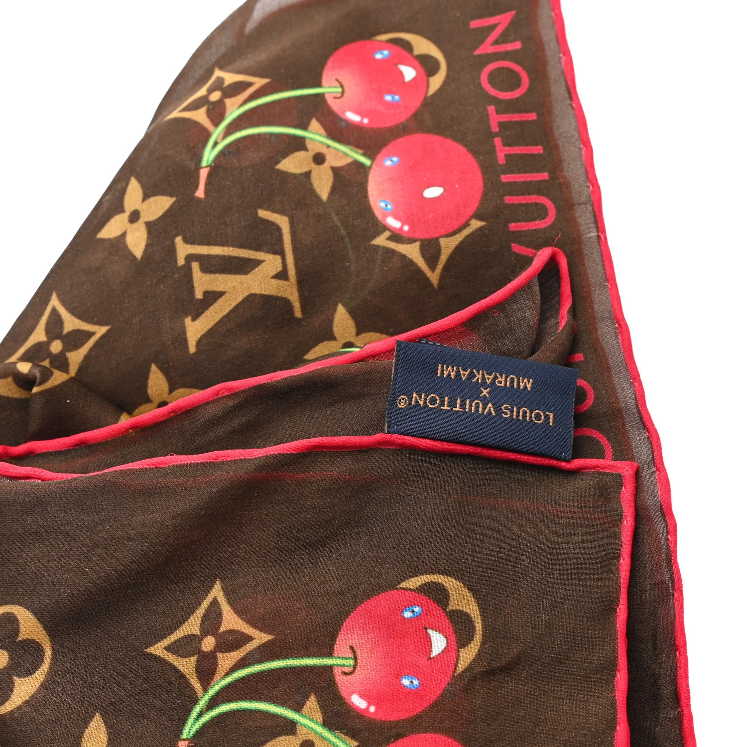LV X TM Silk Cotton Monogram Cerises Square Scarf 55 Brown - Image 3