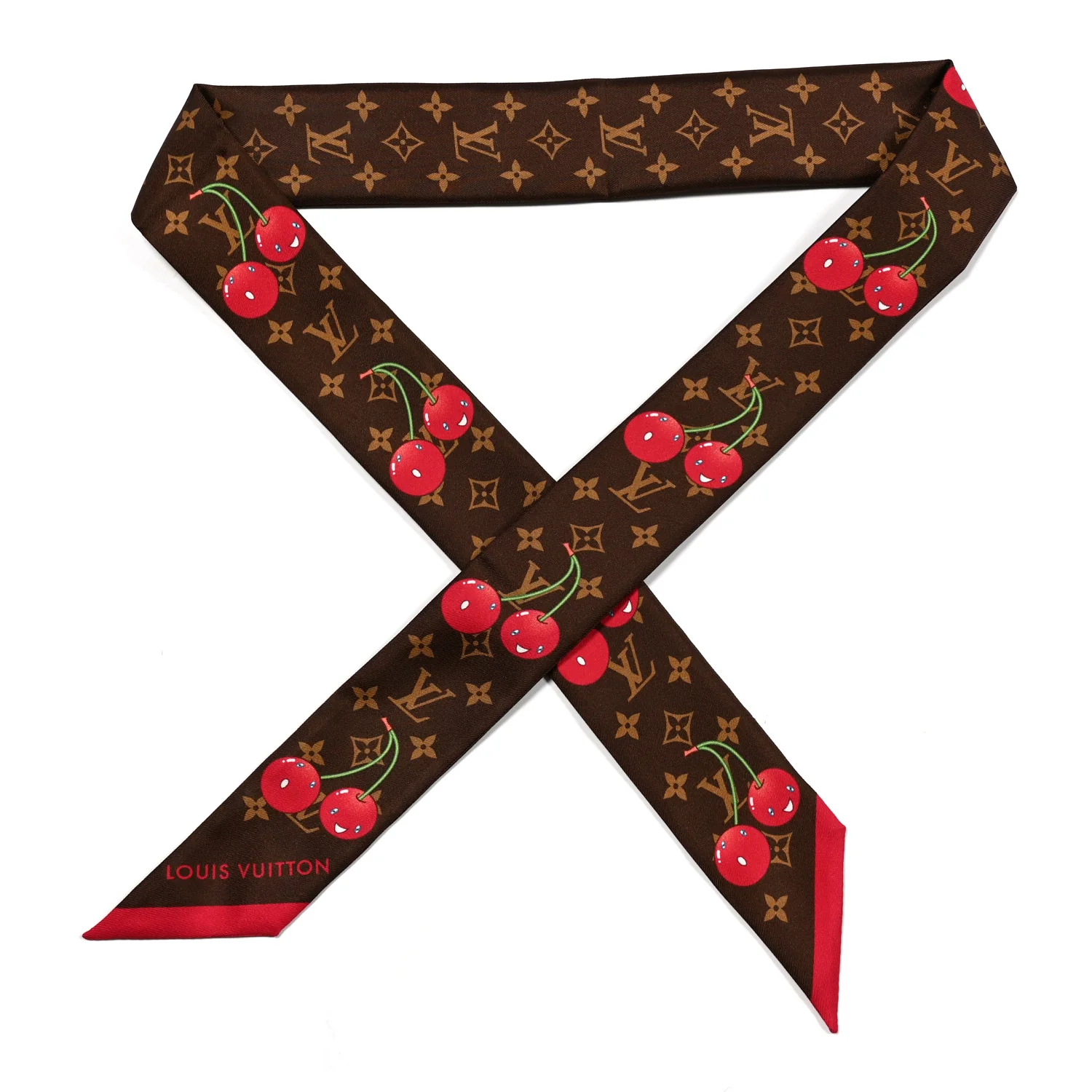 LV X TM Silk Monogram Cerises Bandeau Brown