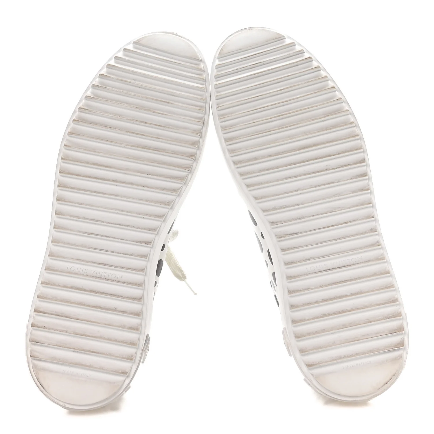 LV X YK Calfskin Printed Infinity Dots Time Out Sneakers 38.5 White - Image 6