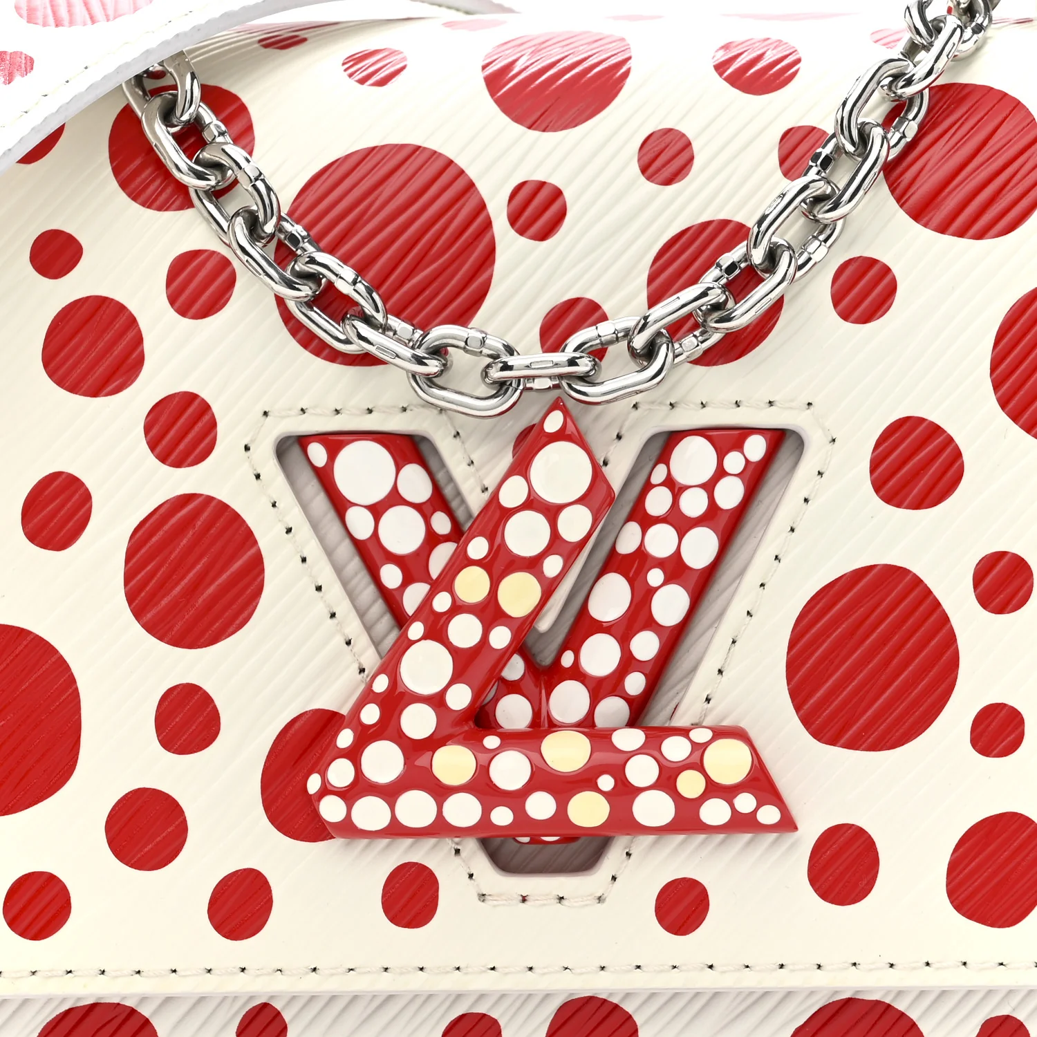 LV X YK Epi Infinity Dots Twist Shoulder Bag PM White Red - Image 9