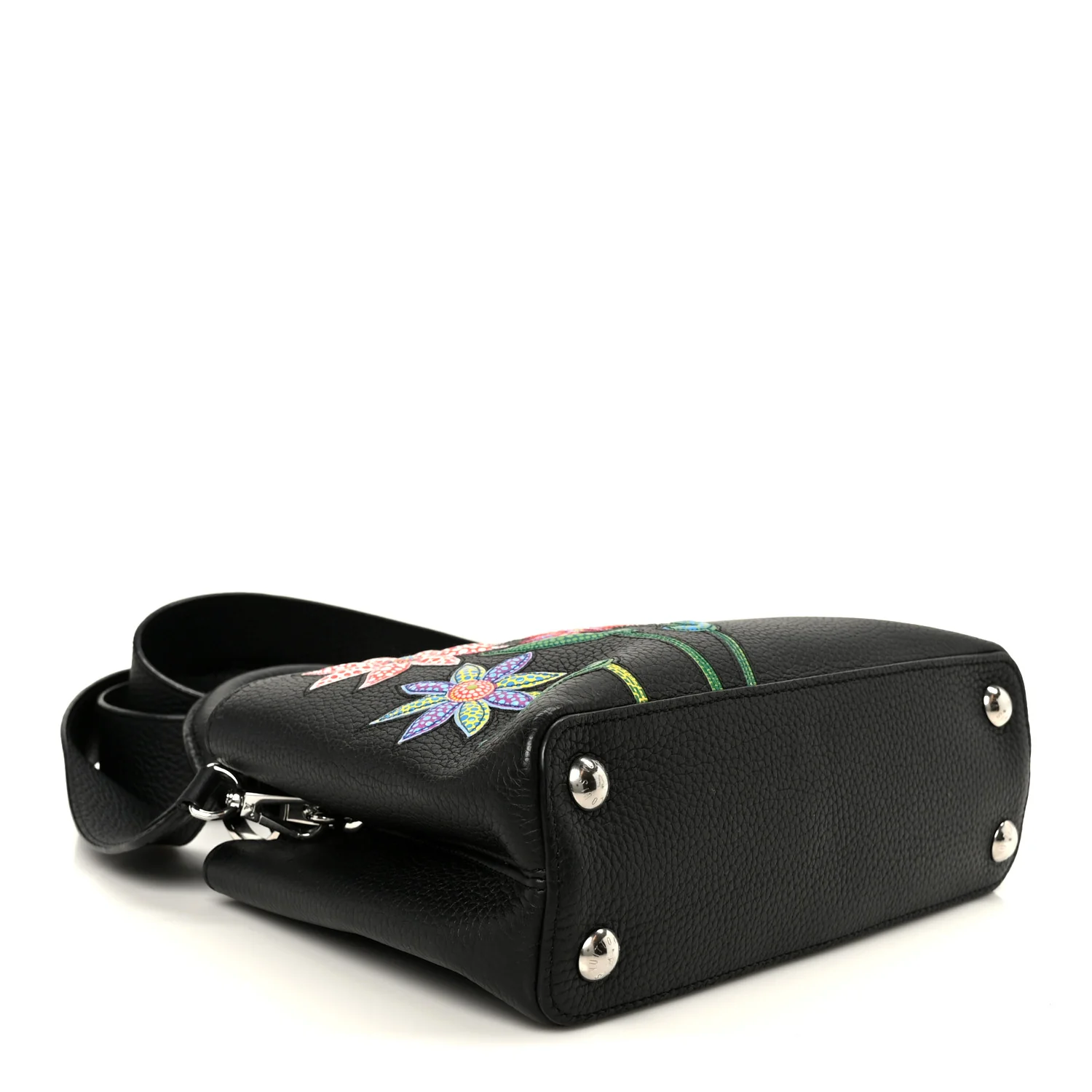 LV X YK Taurillon Inlaid Kusama Flowers Capucines BB Black - Image 3