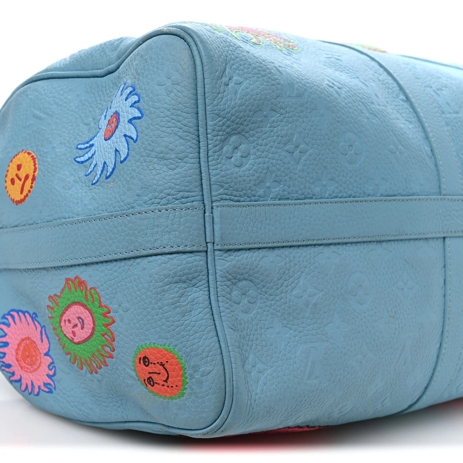 LV X YK Taurillon Monogram Keepall Bandouliere 50 Blue Multicolor - Image 7