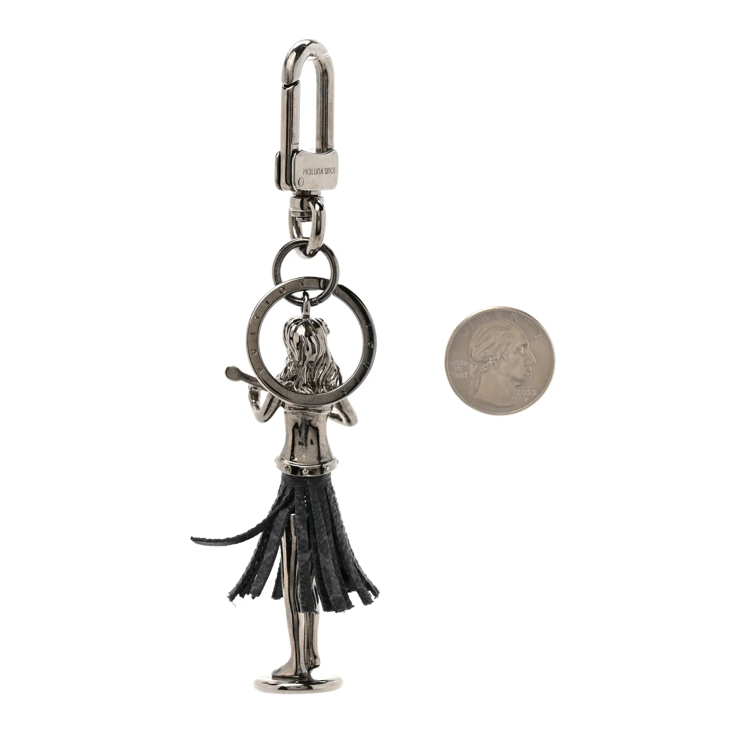 Metal Aloha Hula Girl Bag Charm Key Holder Silver - Image 2