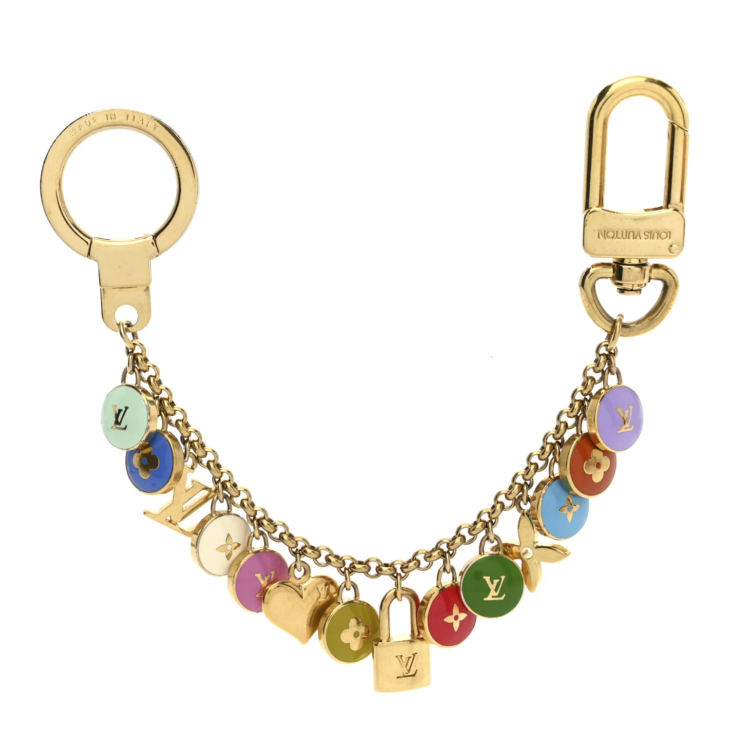 Metal Enamel Pastilles Key Chain Bag Charm Multicolor