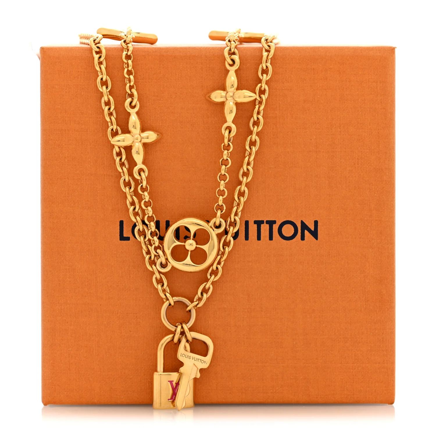 Metal Monogram LV Iconic Charms Necklace Gold - Image 5