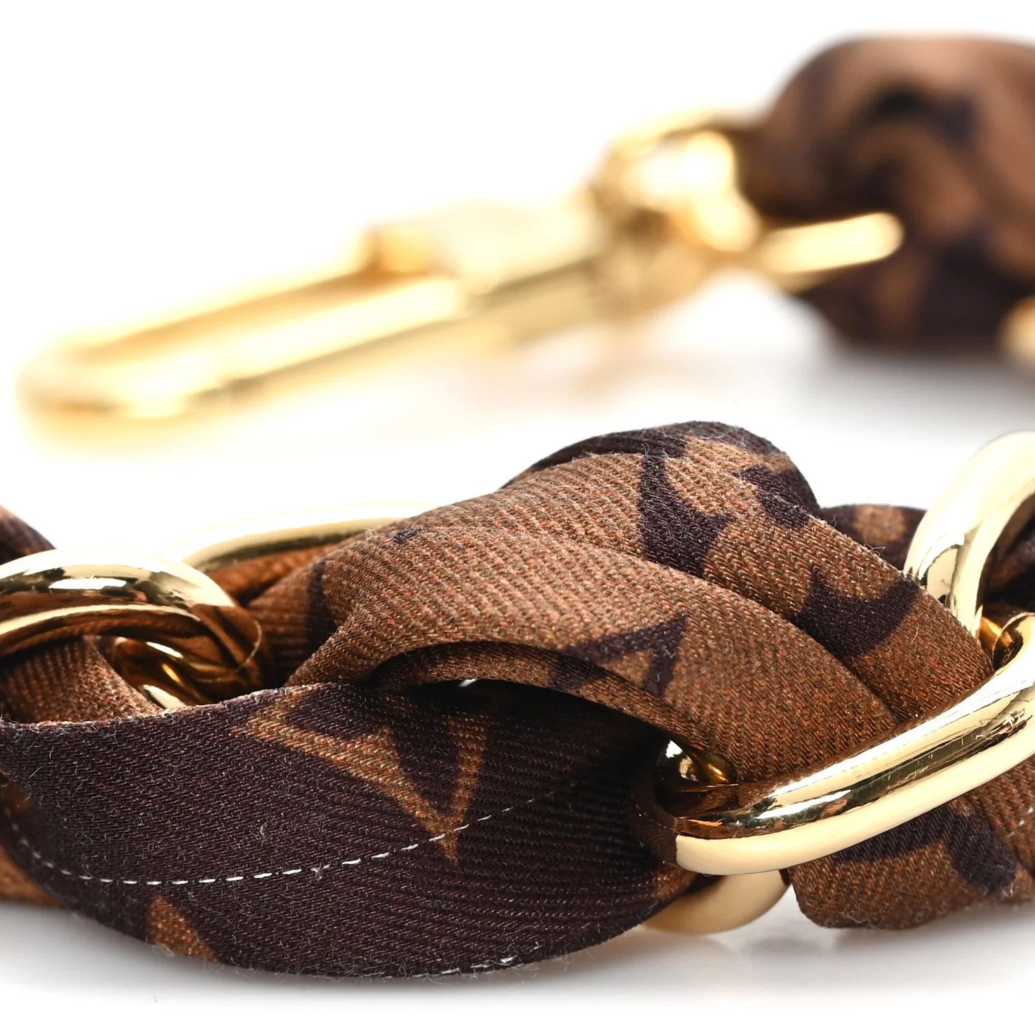 Metal Polyester Monogram Braided Scarf Chain Foulard Bag Charm - Image 3