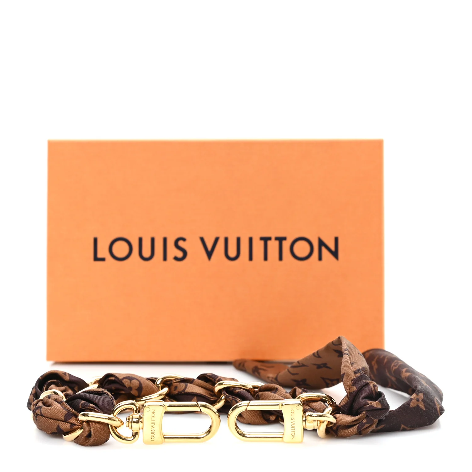 Metal Polyester Monogram Braided Scarf Chain Foulard Bag Charm - Image 4