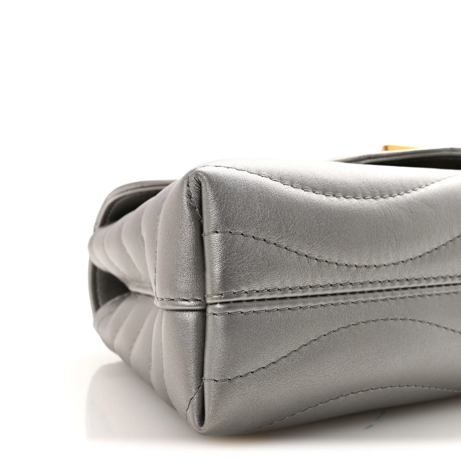 Metallic Calfskin New Wave Chain Bag MM NM Silver - Image 8