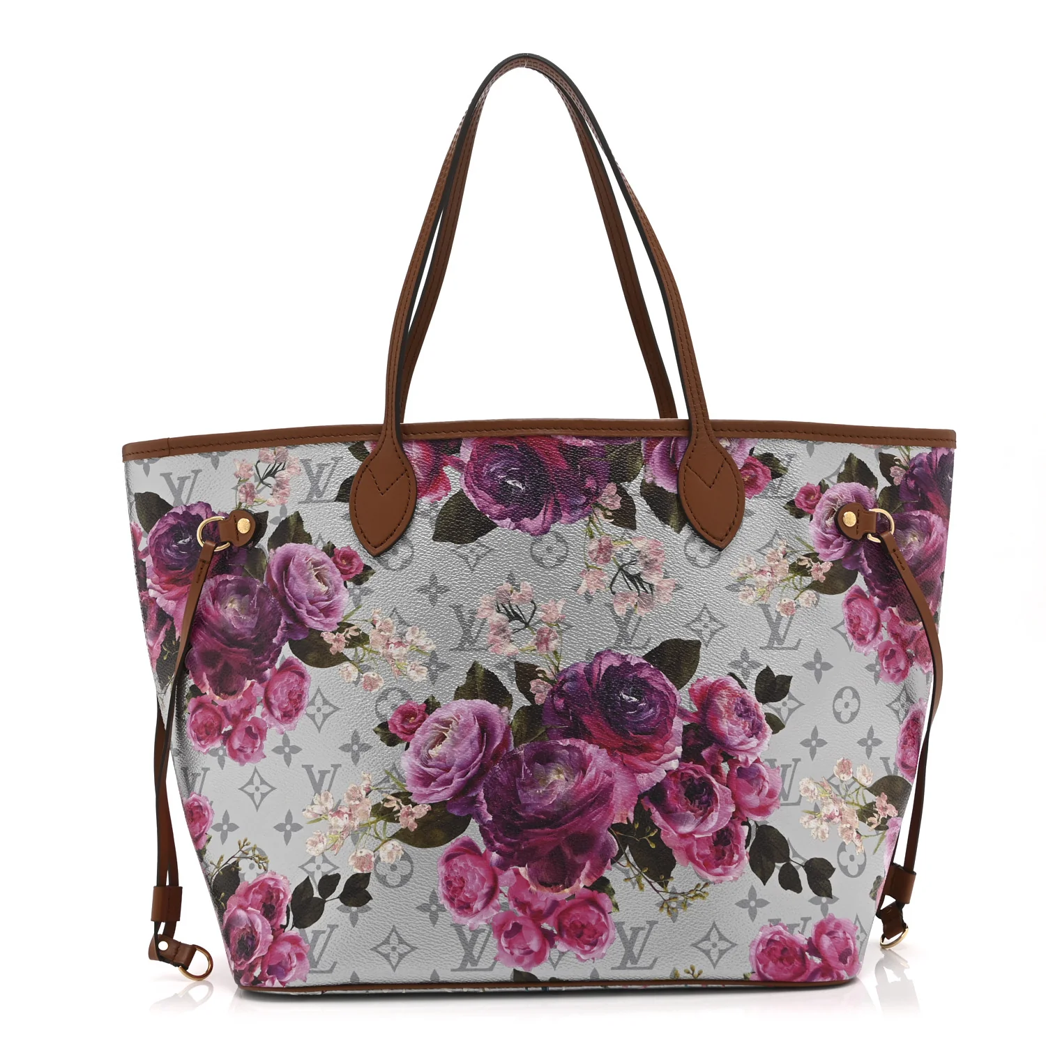 Metallic Monogram LV Garden Neverfull MM Silver