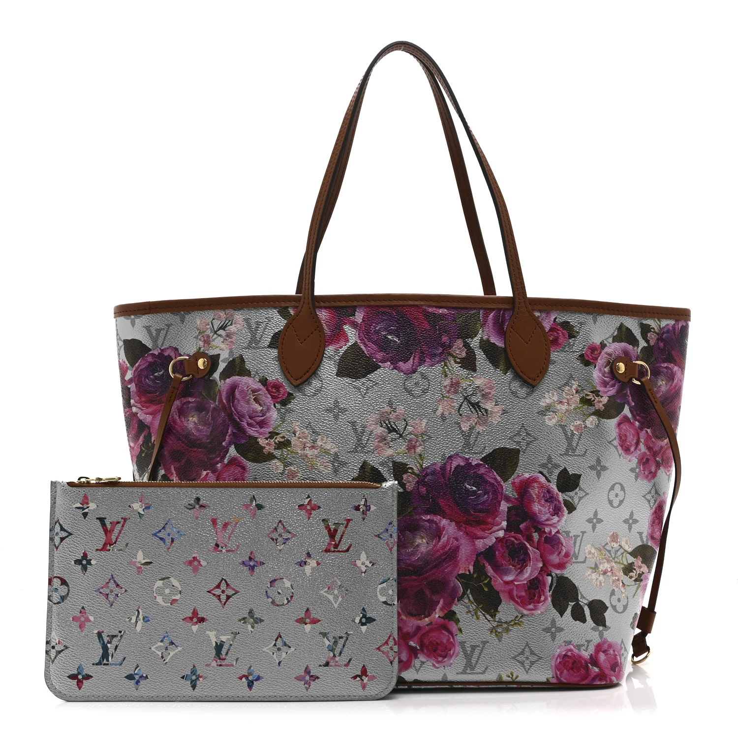 Metallic Monogram LV Garden Neverfull MM Silver - Image 3