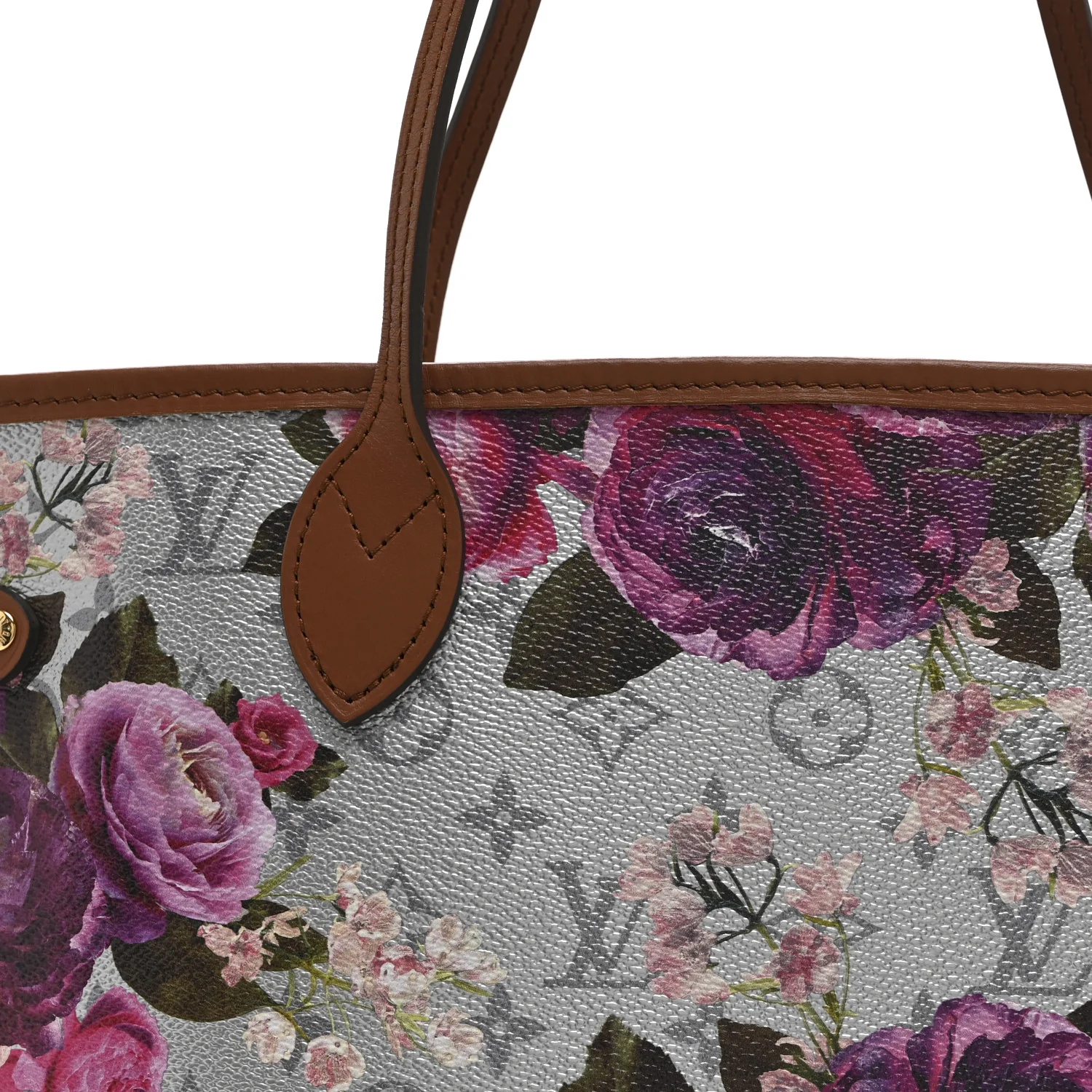 Metallic Monogram LV Garden Neverfull MM Silver - Image 8