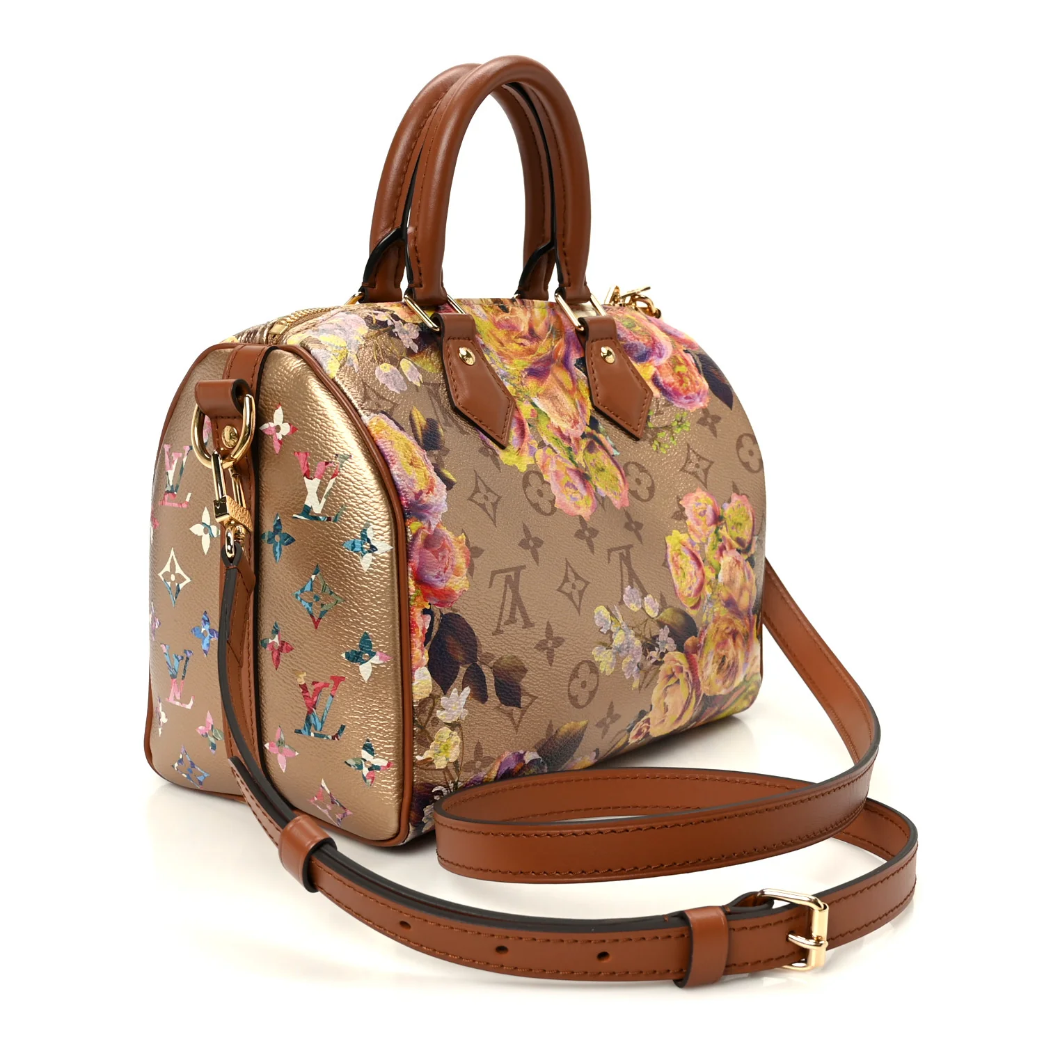 Metallic Monogram LV Garden Speedy Bandouliere 25 Gold - Image 2