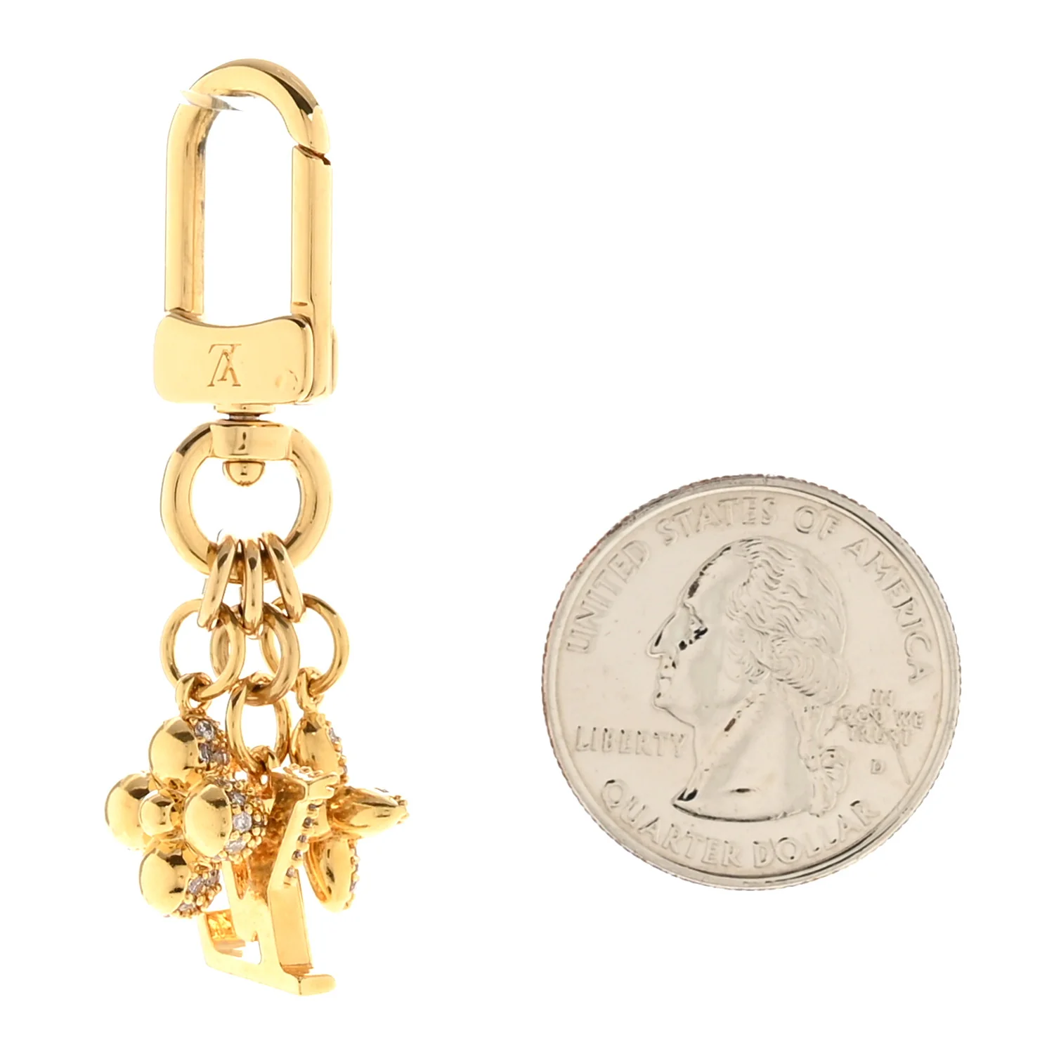 Micro Charms LV Iconic Key Holder Gold - Image 2