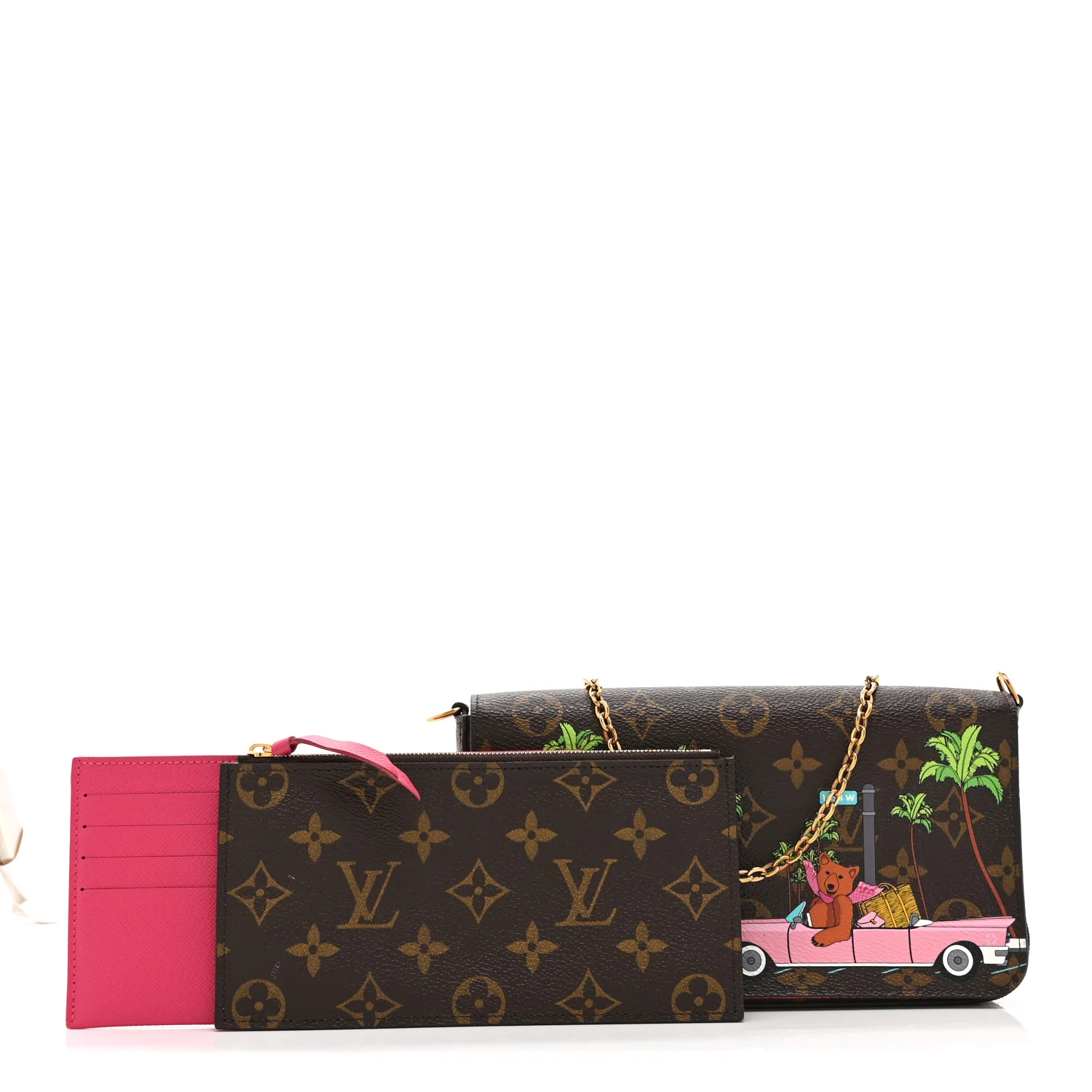 Monogram 2021 Christmas Animation Hollywood Pochette Felicie Chain Wallet Fuchsia - Image 3