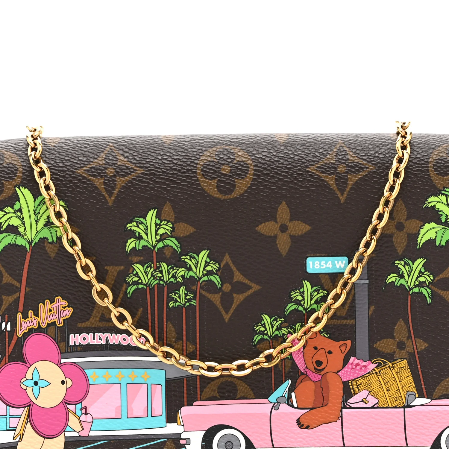 Monogram 2021 Christmas Animation Hollywood Pochette Felicie Chain Wallet Fuchsia - Image 8