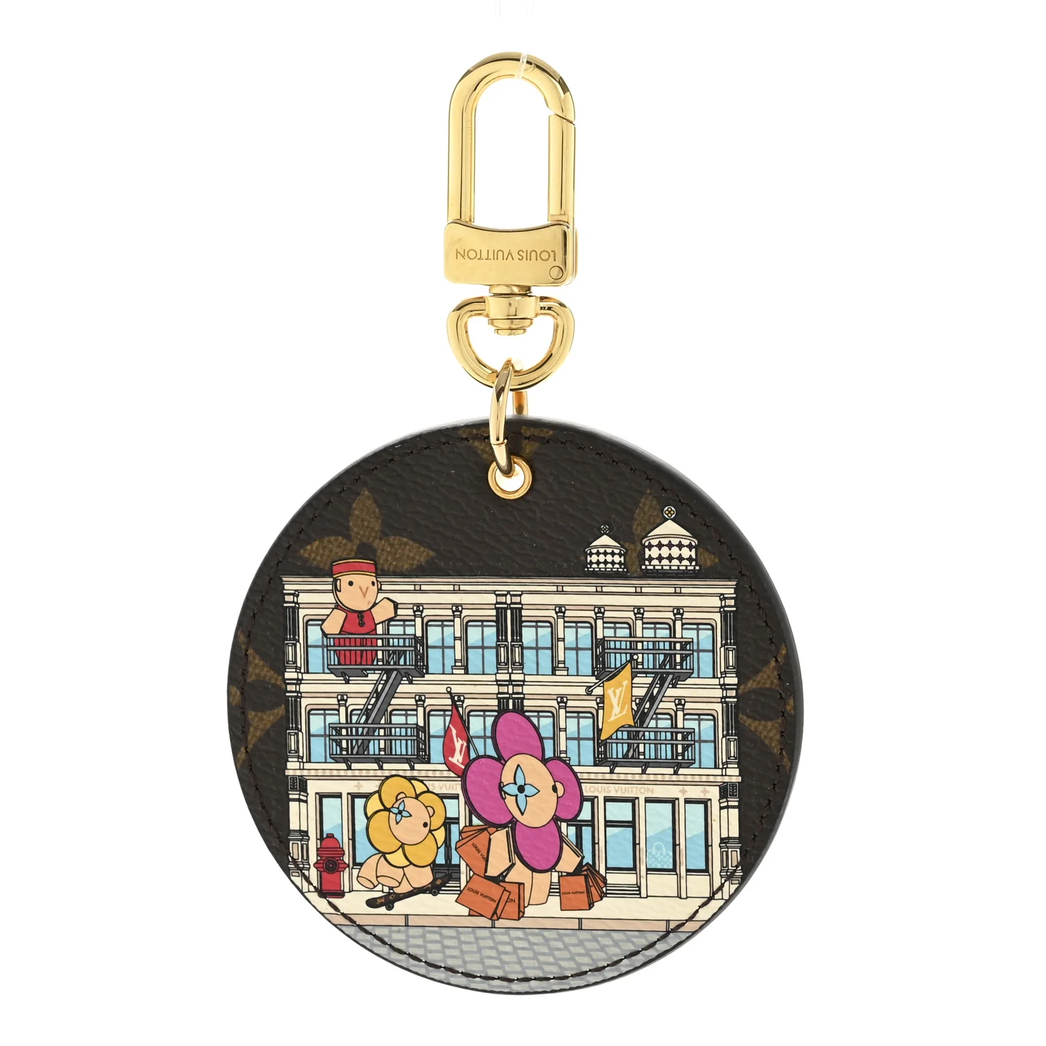 Monogram 2022 Christmas Animation New York Soho Bag Charm Key Ring Yellow