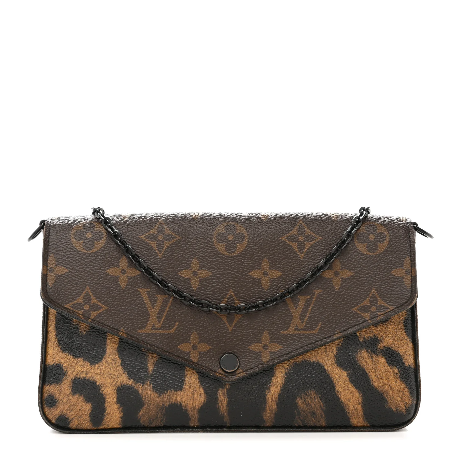 Monogram Animal Print Pochette Felicie Chain Wallet
