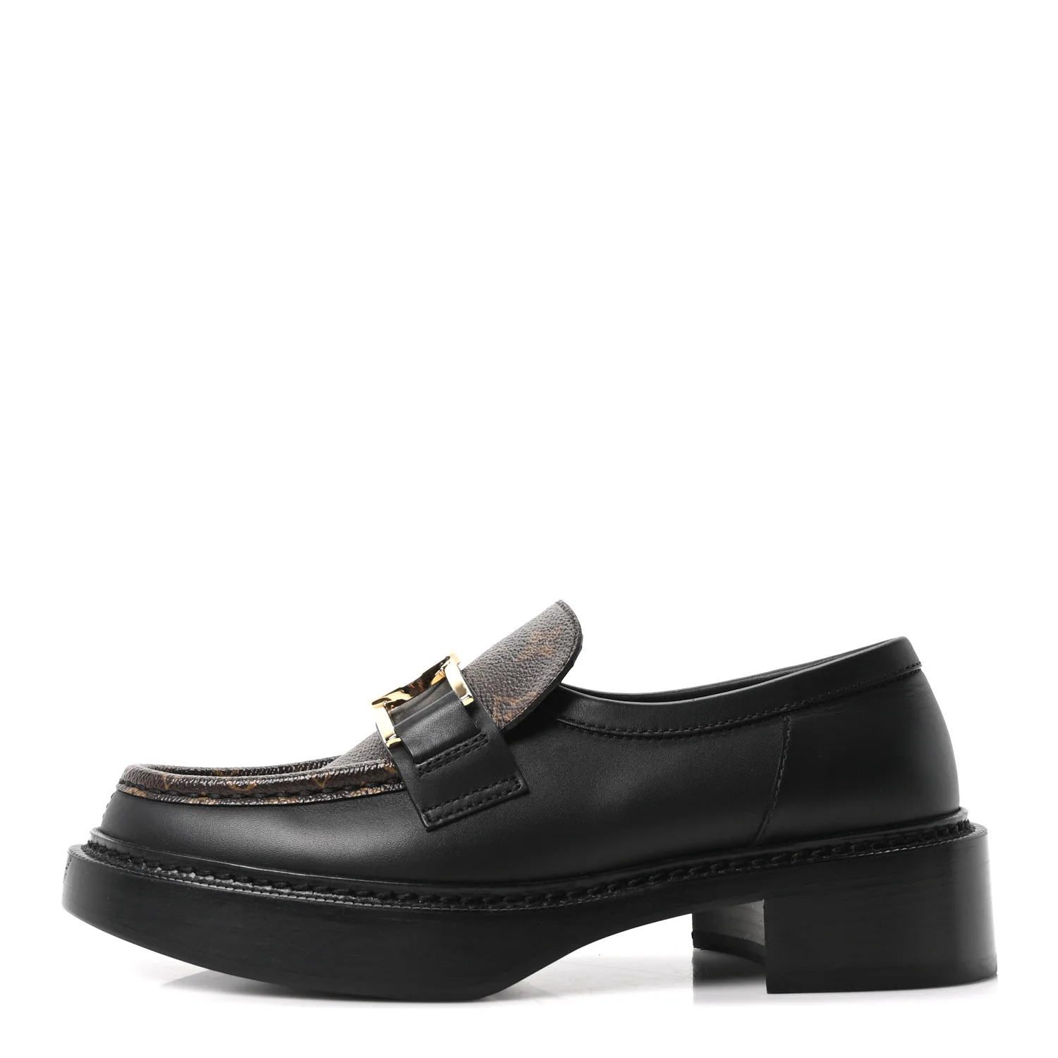 Monogram Calfskin Academy Loafers 38 Black