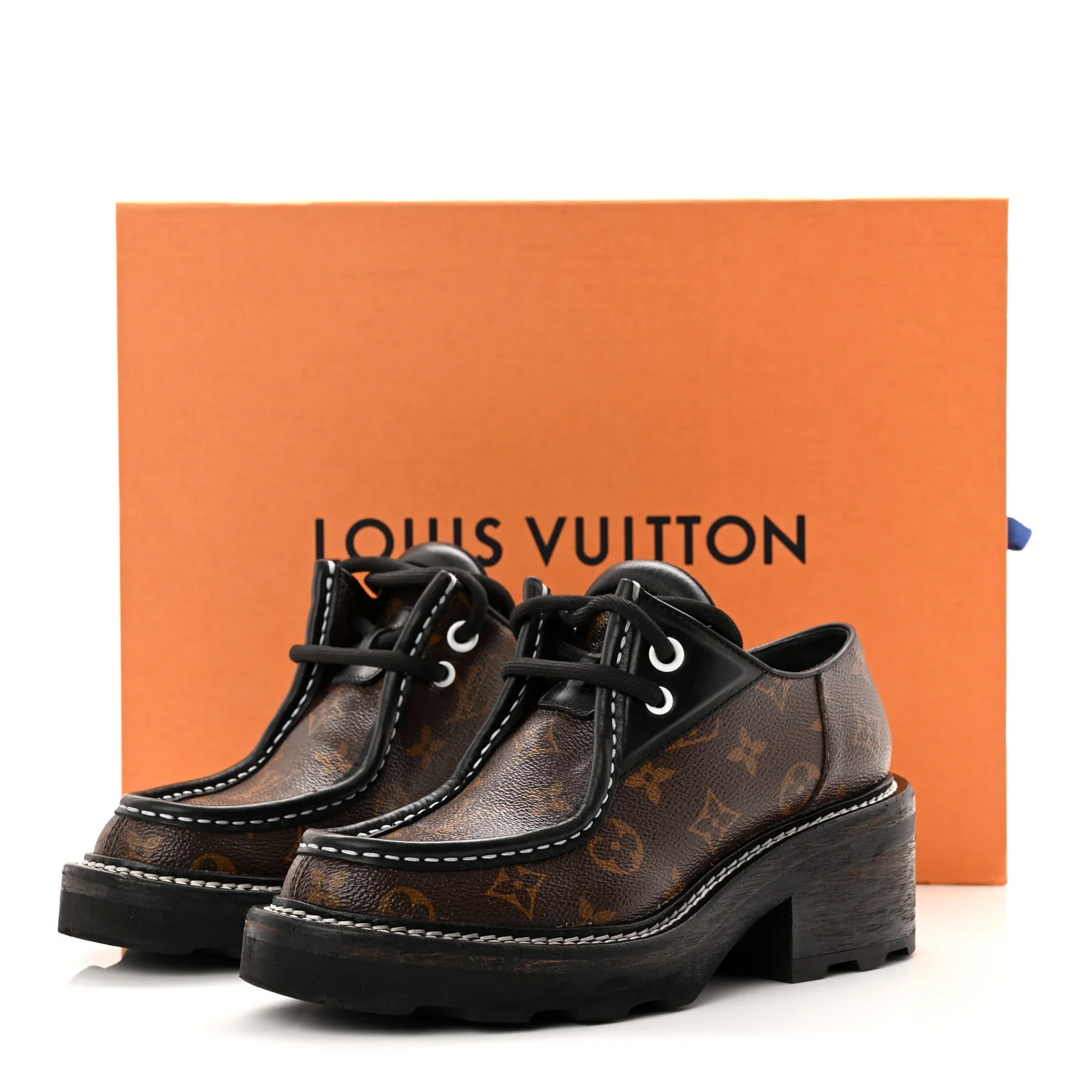 Monogram Calfskin Beaubourg Platform Derby Shoes 37.5 Brown - Image 10