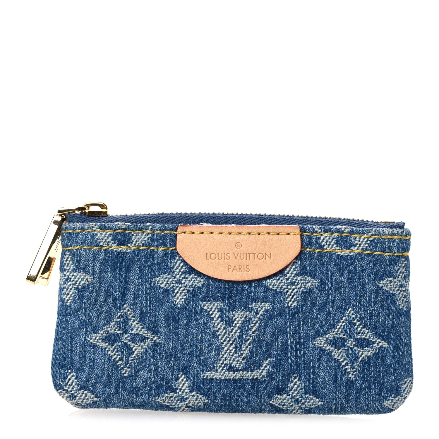 Monogram Denim Key Pouch Denim Blue