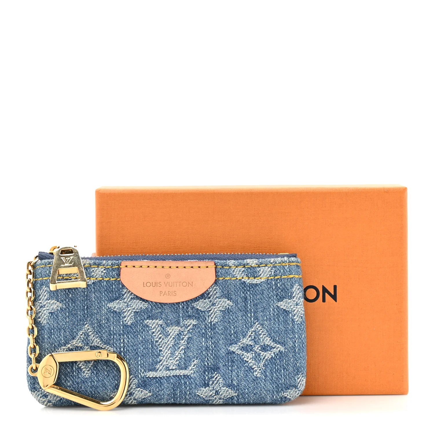 Monogram Denim Key Pouch Denim Blue - Image 7