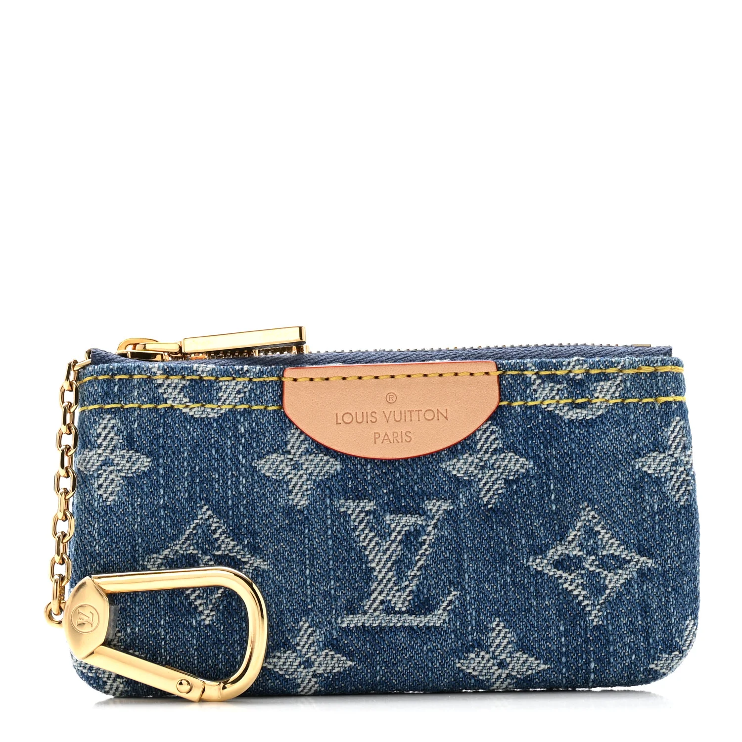 Monogram Denim Key Pouch Denim Blue