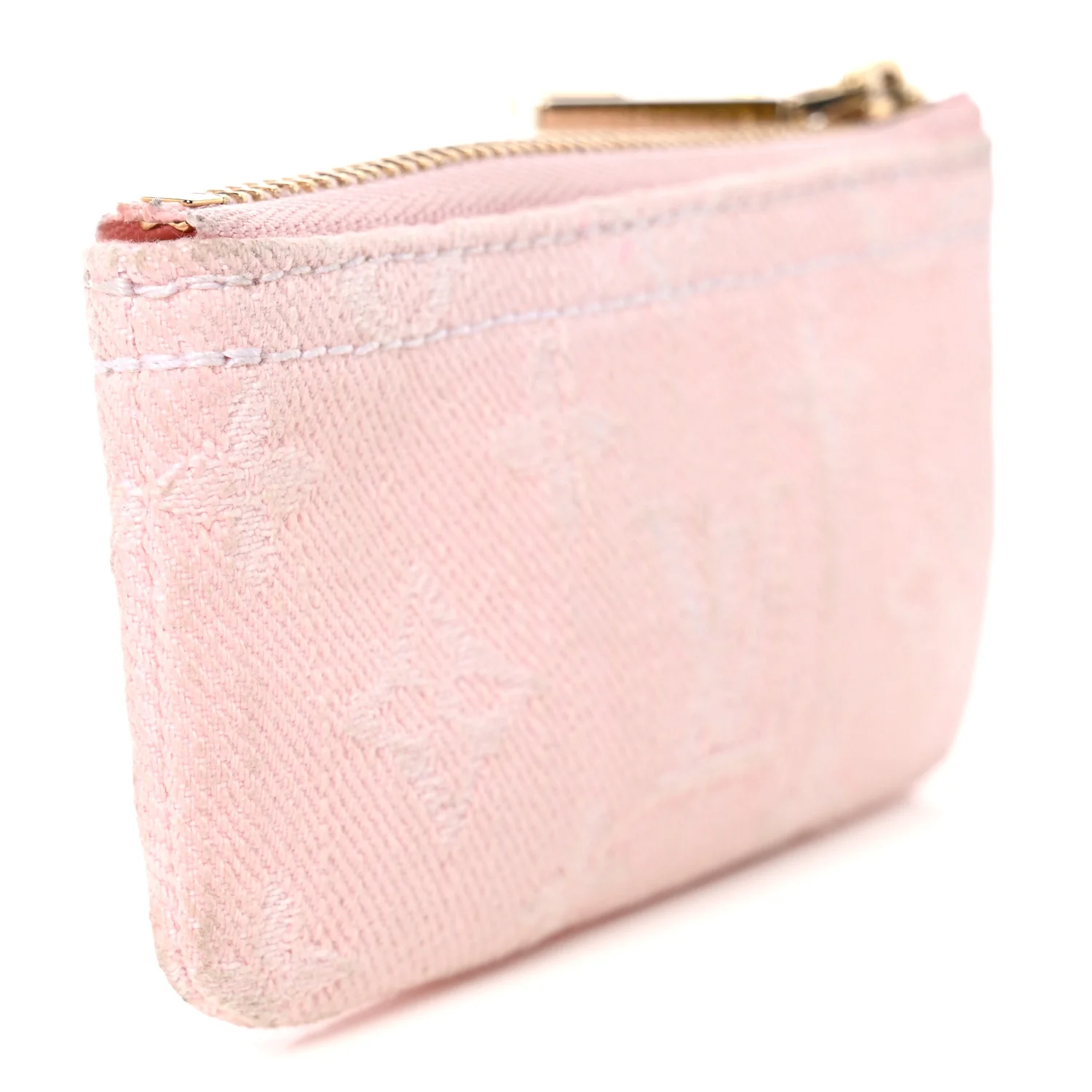 Monogram Denim Key Pouch Washed Pink - Image 3