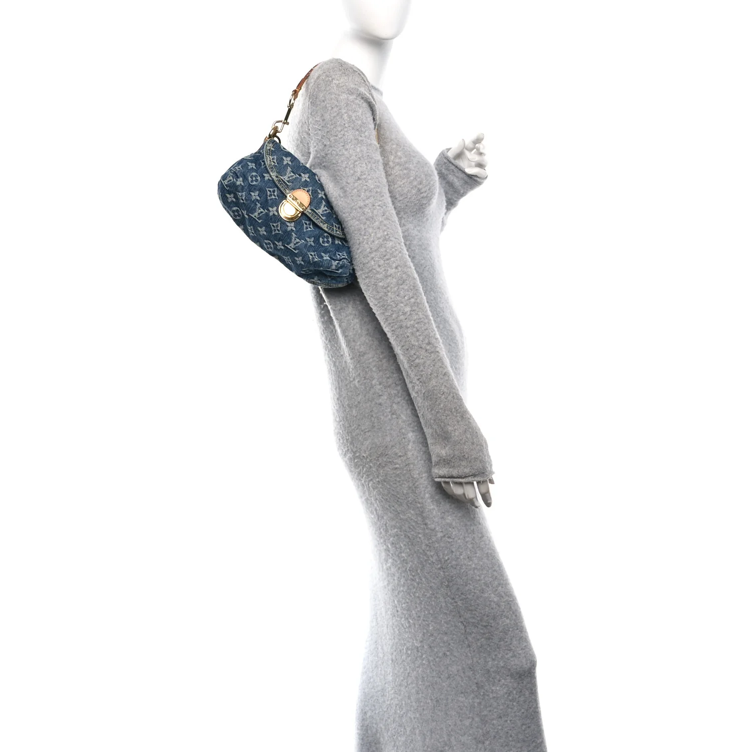 Monogram Denim Mini Pleaty Blue - Image 2