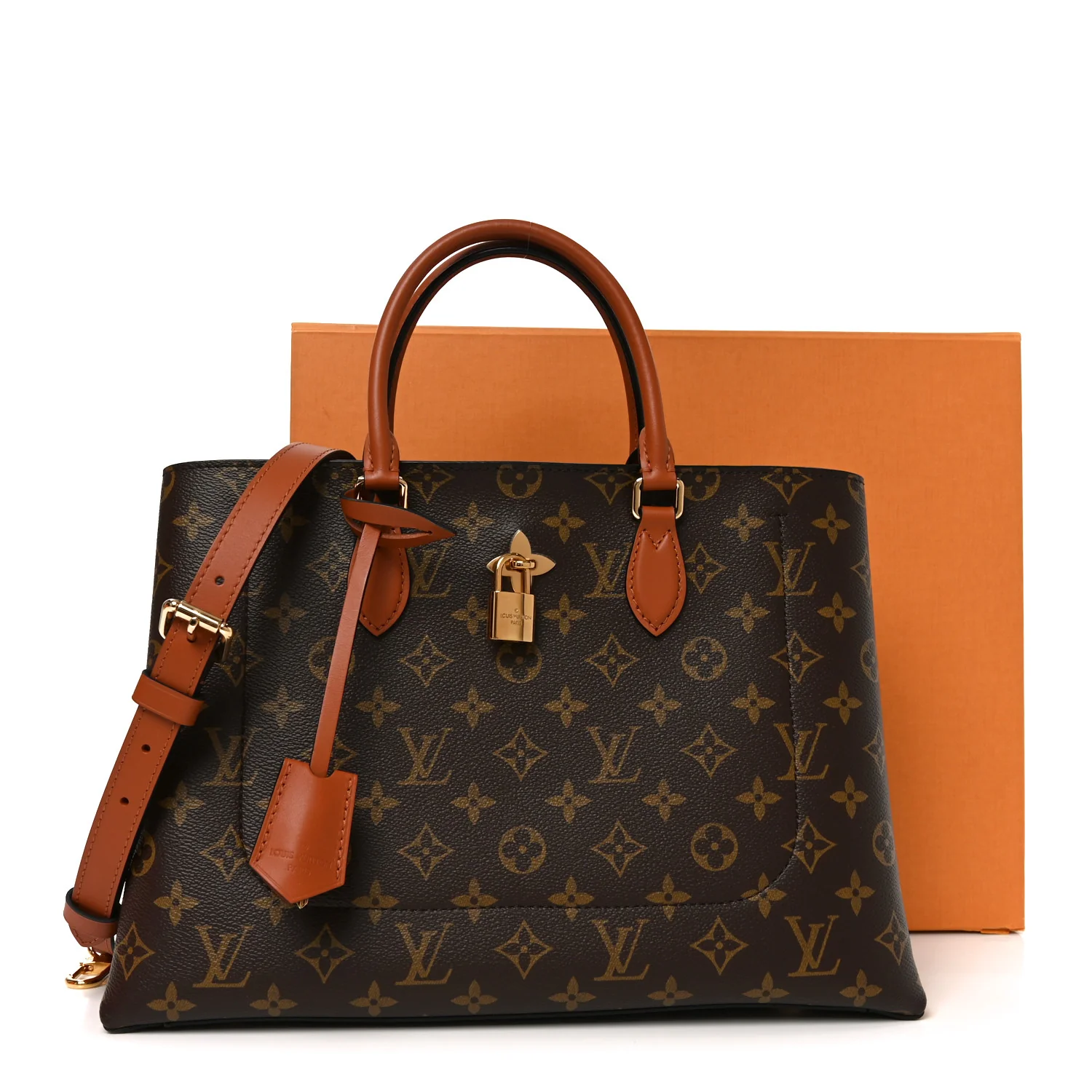 Monogram Flower Tote Caramel - Image 10