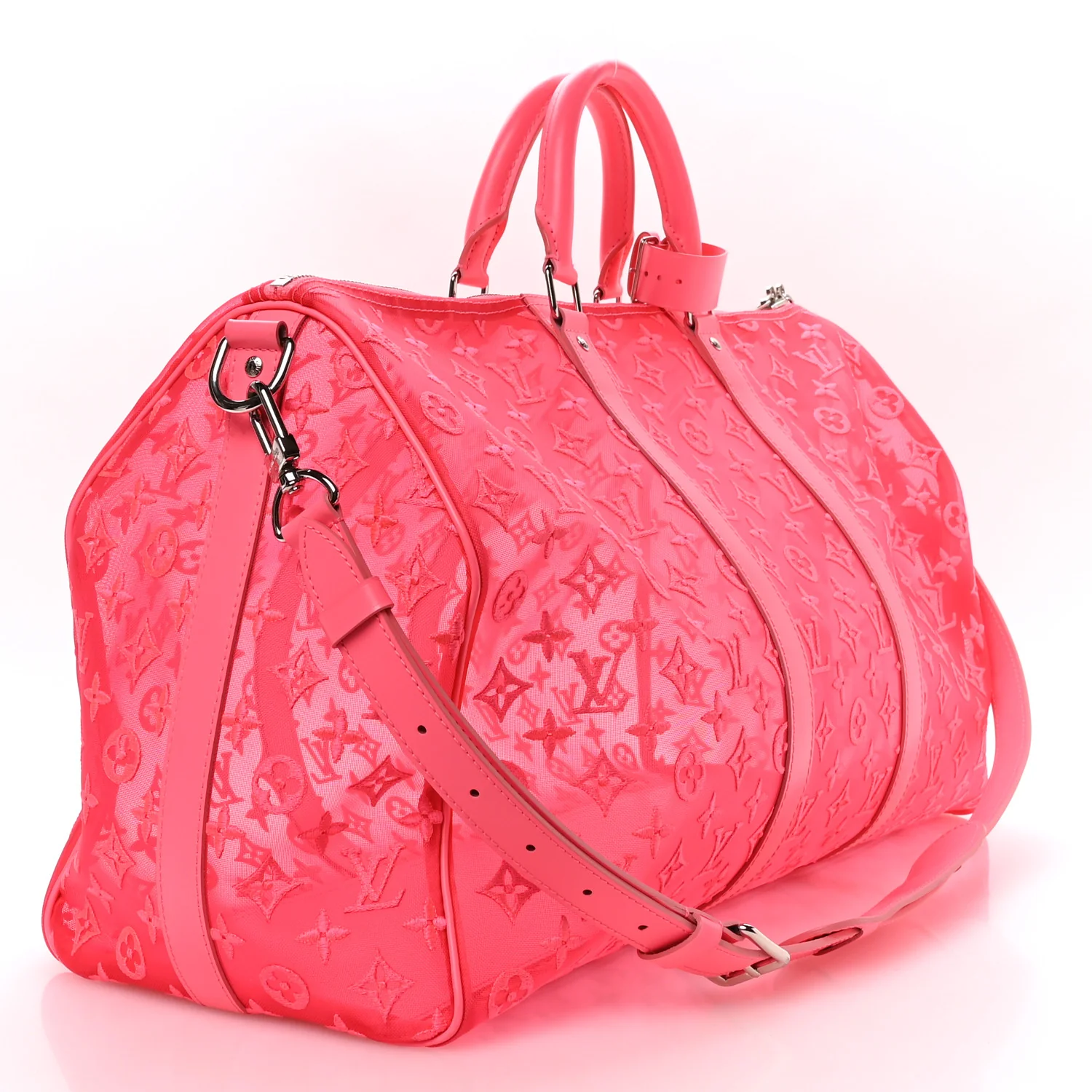Monogram Fluo See Through Keepall Bandouliere 50 Rose - Image 2