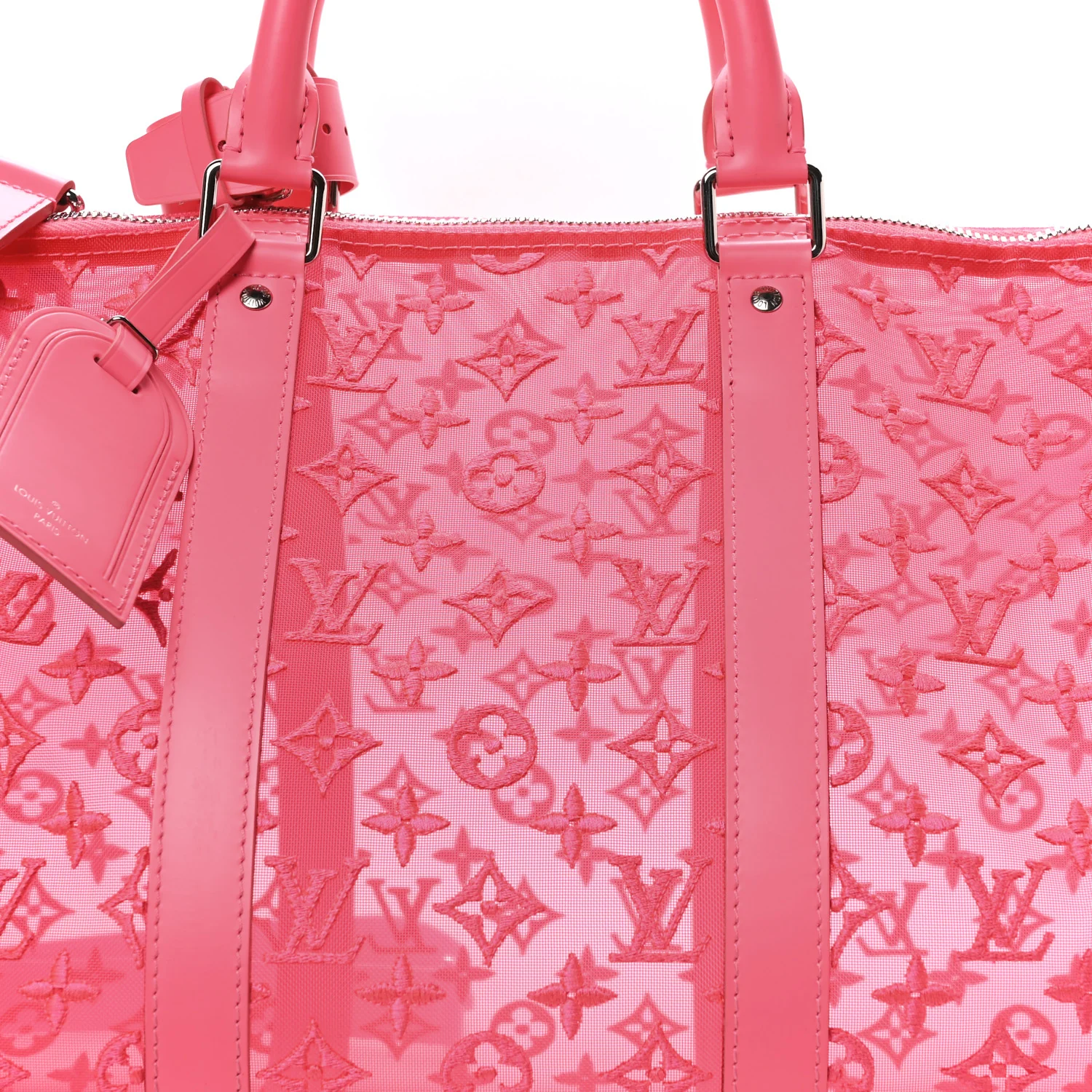 Monogram Fluo See Through Keepall Bandouliere 50 Rose - Image 7