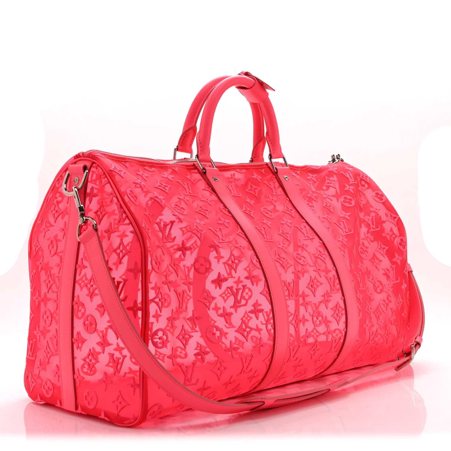 Monogram Fluo See Through Keepall Bandouliere 50 Rose - Image 2