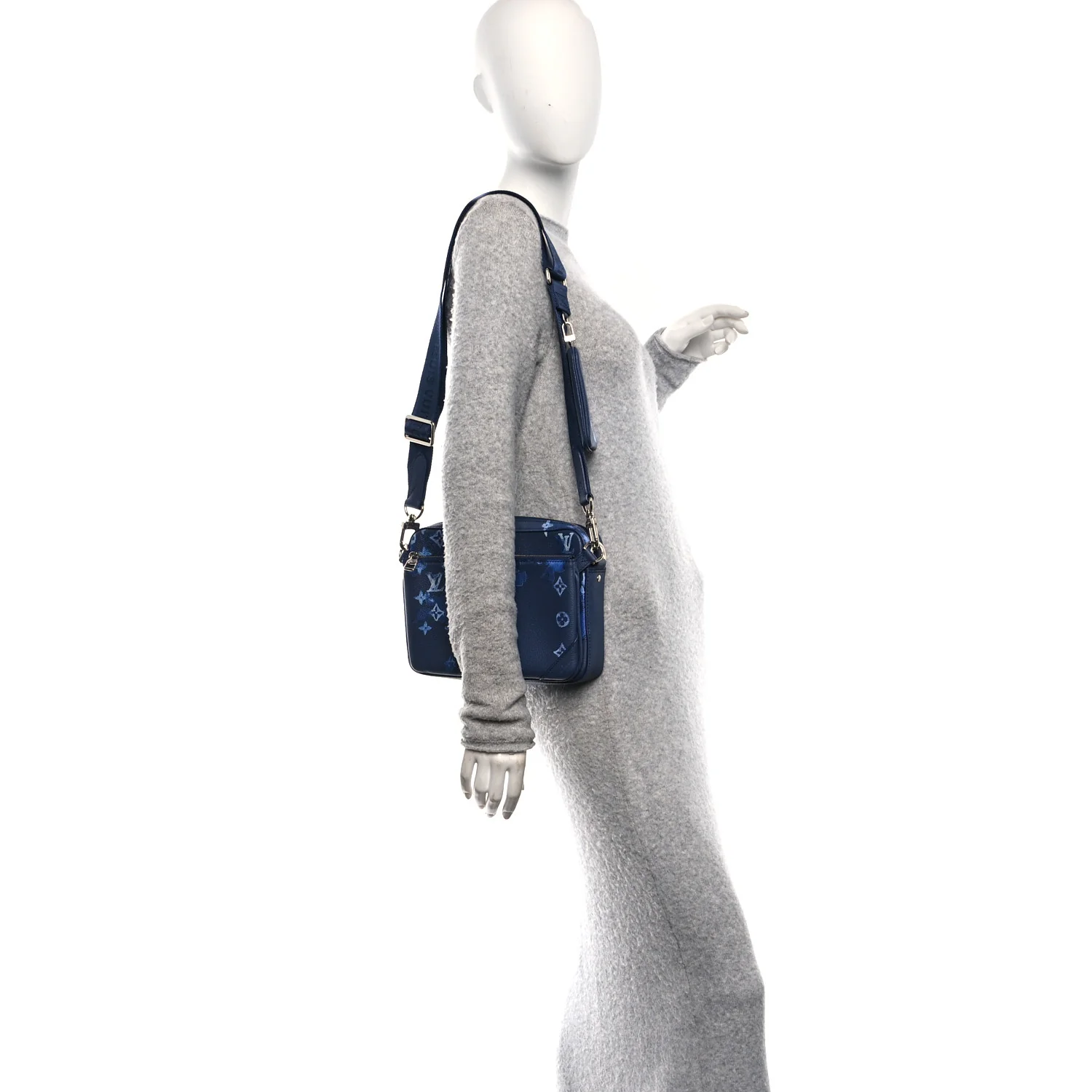 Monogram Ink Watercolor Trio Messenger Bag Blue - Image 2