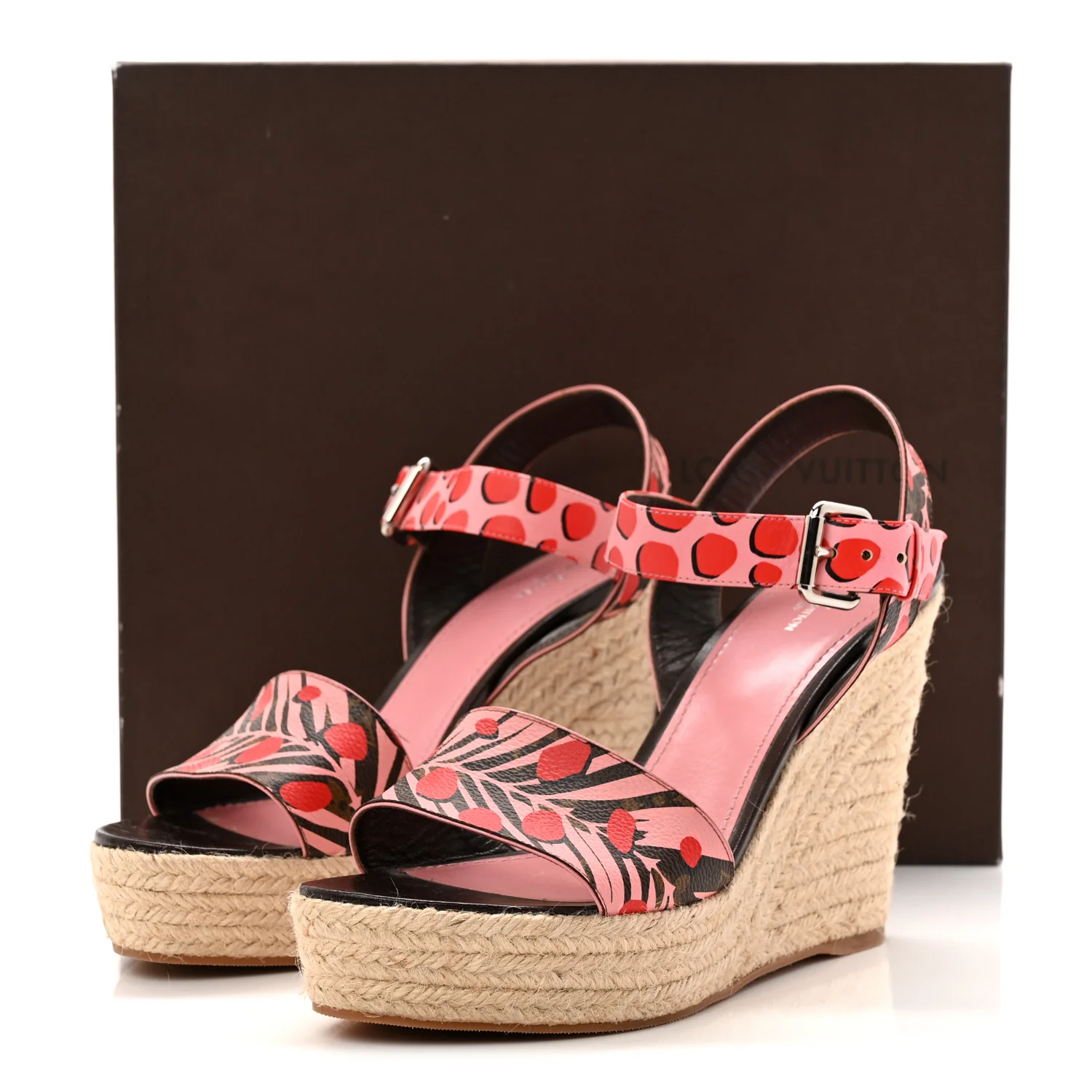 Monogram Jungle Dots Espadrille Wedge Sandals 39.5 Sugar Pink Poppy - Image 11