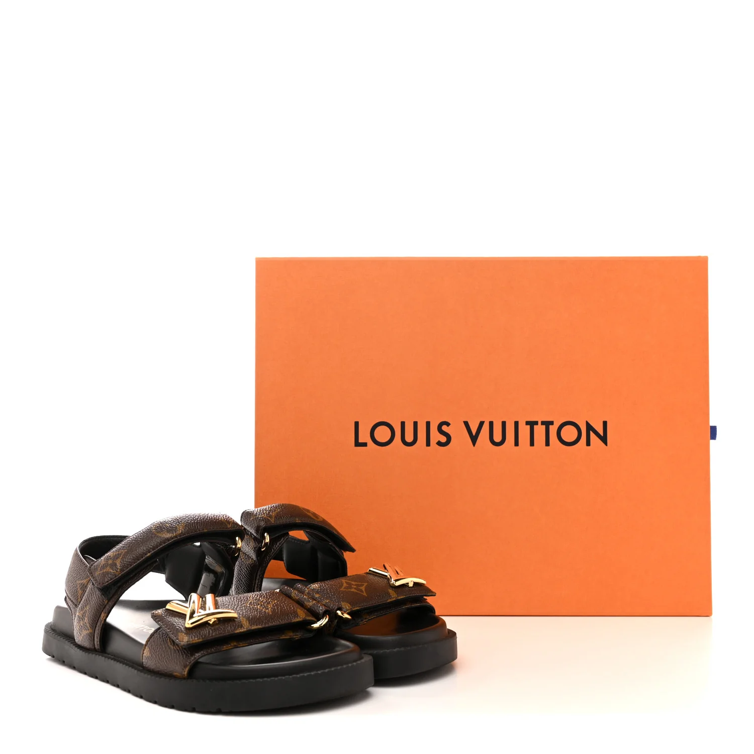 Monogram LV Sunset Comfort Flat Sandals 35 Cacao Brown - Image 9