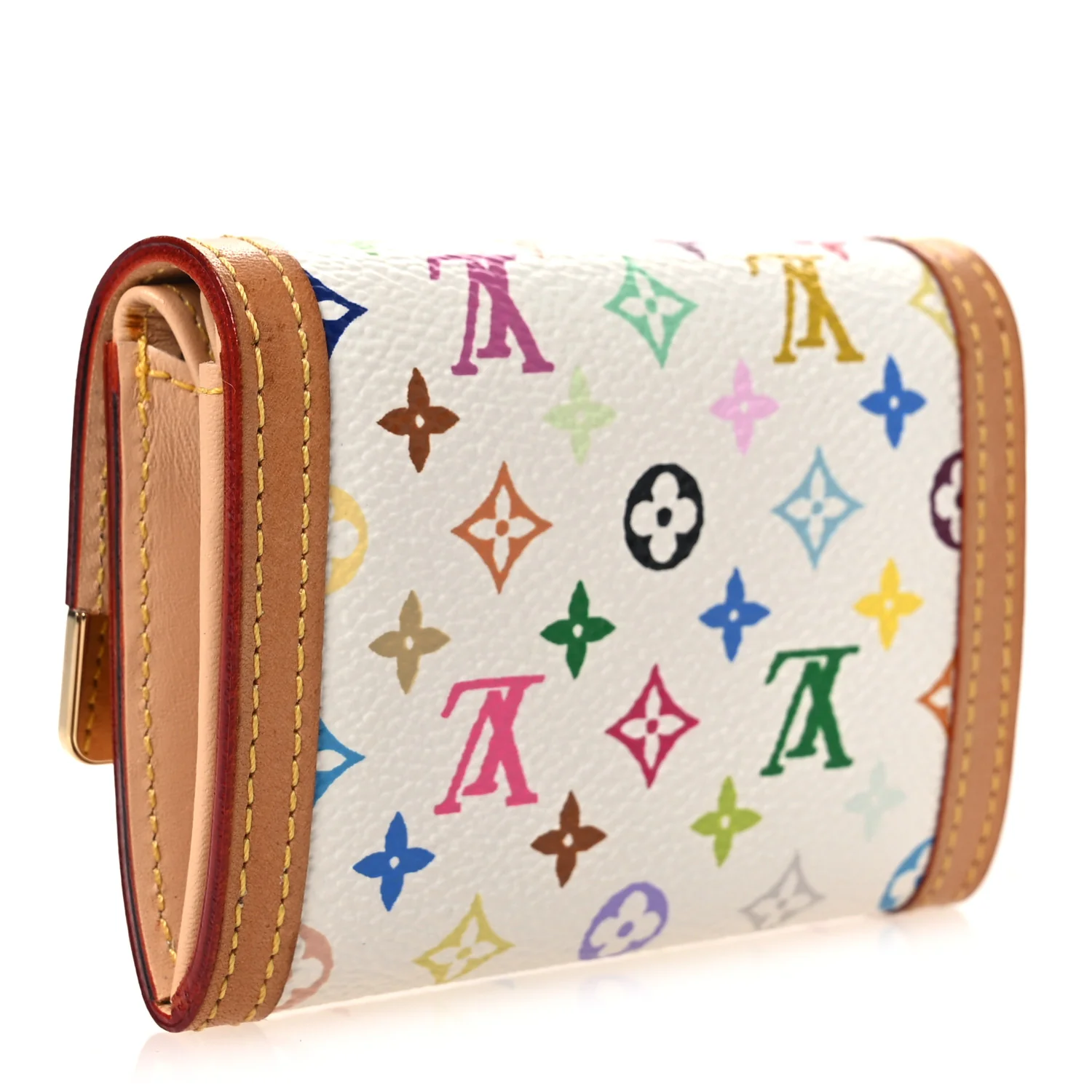 Monogram Multicolor Porte-Monnaie Plat Coin Purse White - Image 3
