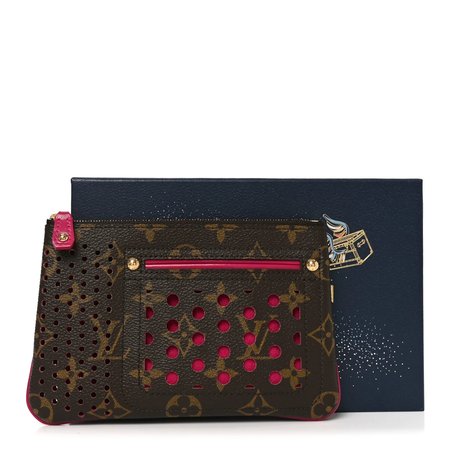 Monogram Perforated Pochette Plat Fuchsia - Image 7