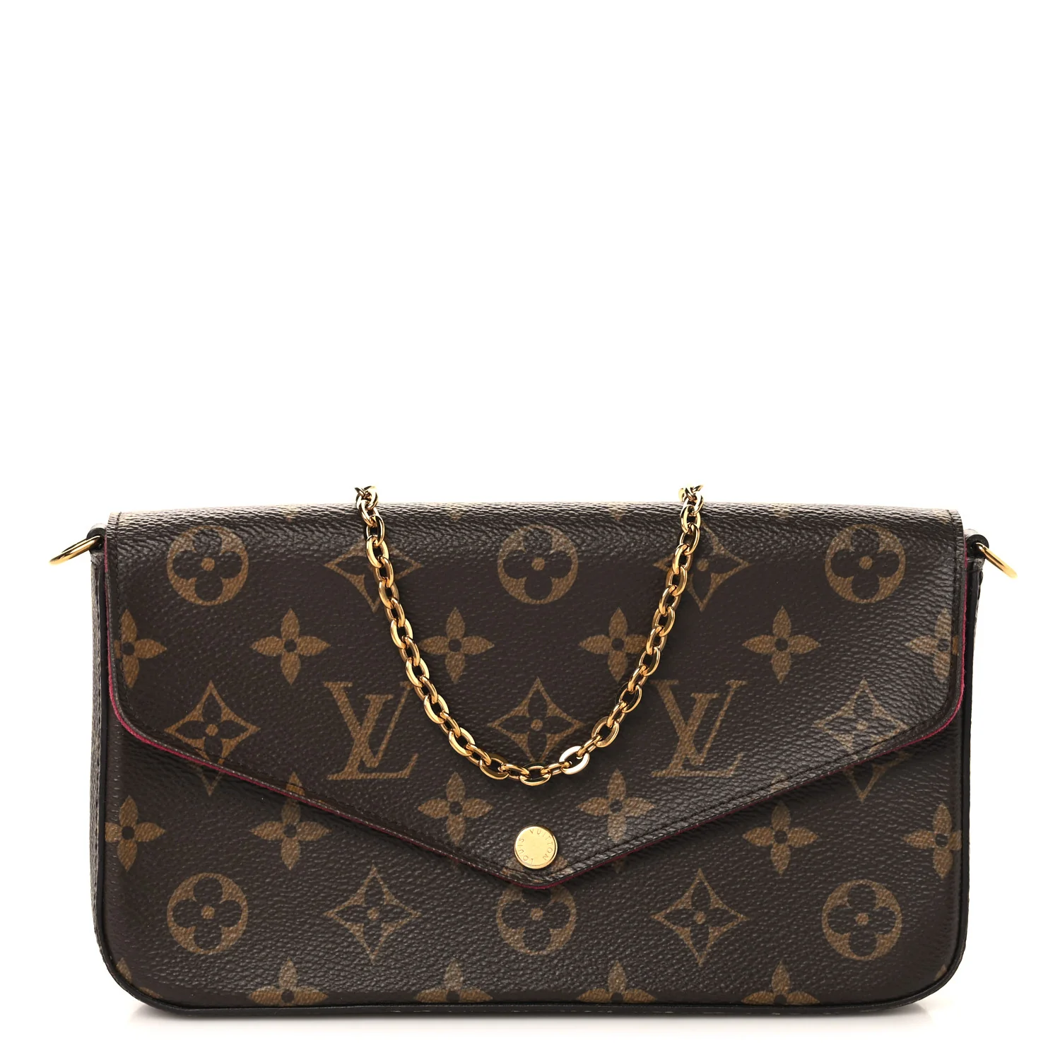 Monogram Pochette Felicie Chain Wallet Fuchsia