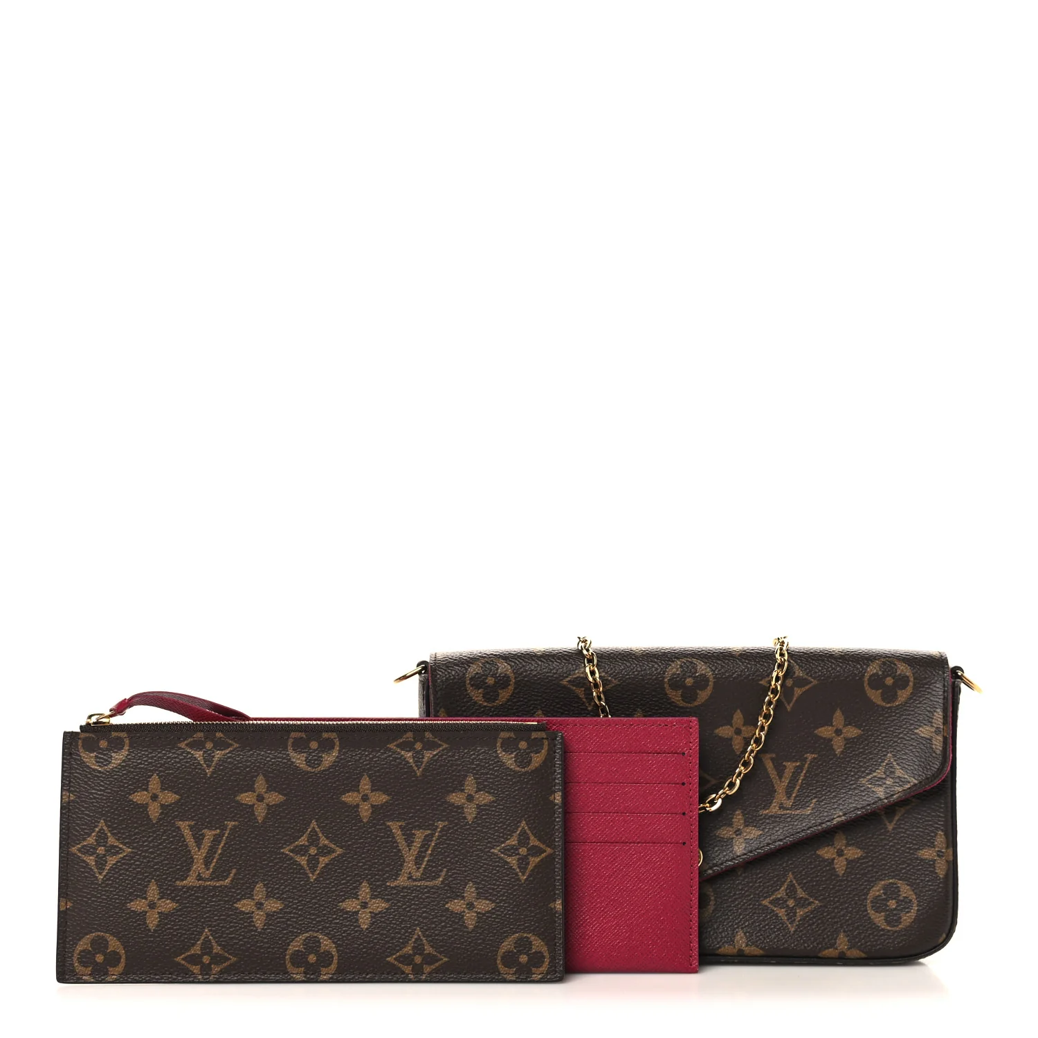 Monogram Pochette Felicie Chain Wallet Fuchsia - Image 3