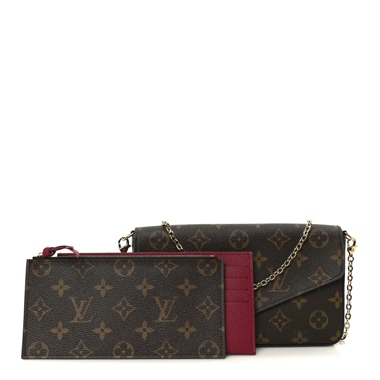 Monogram Pochette Felicie Chain Wallet Fuchsia - Image 3