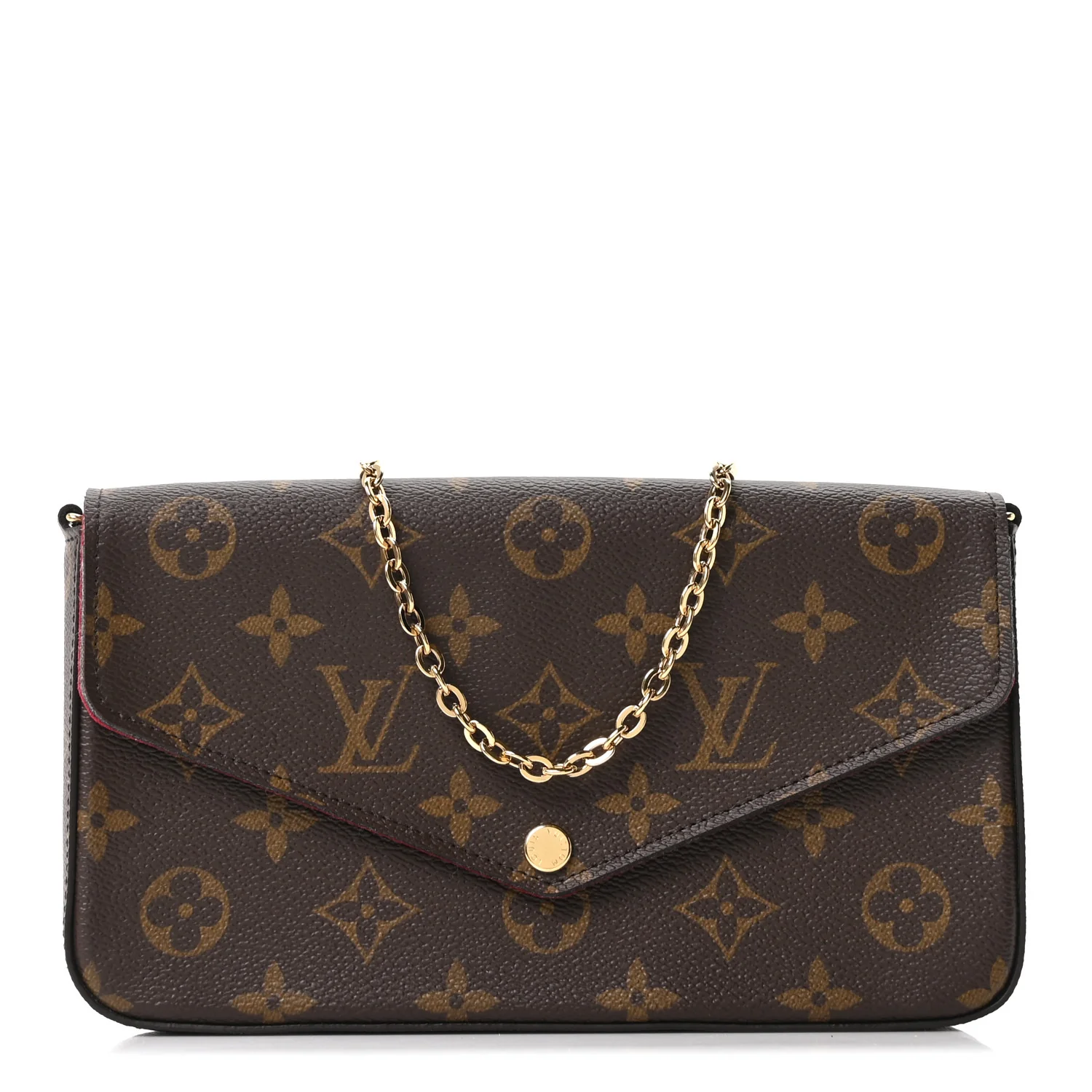 Monogram Pochette Felicie Chain Wallet Fuchsia