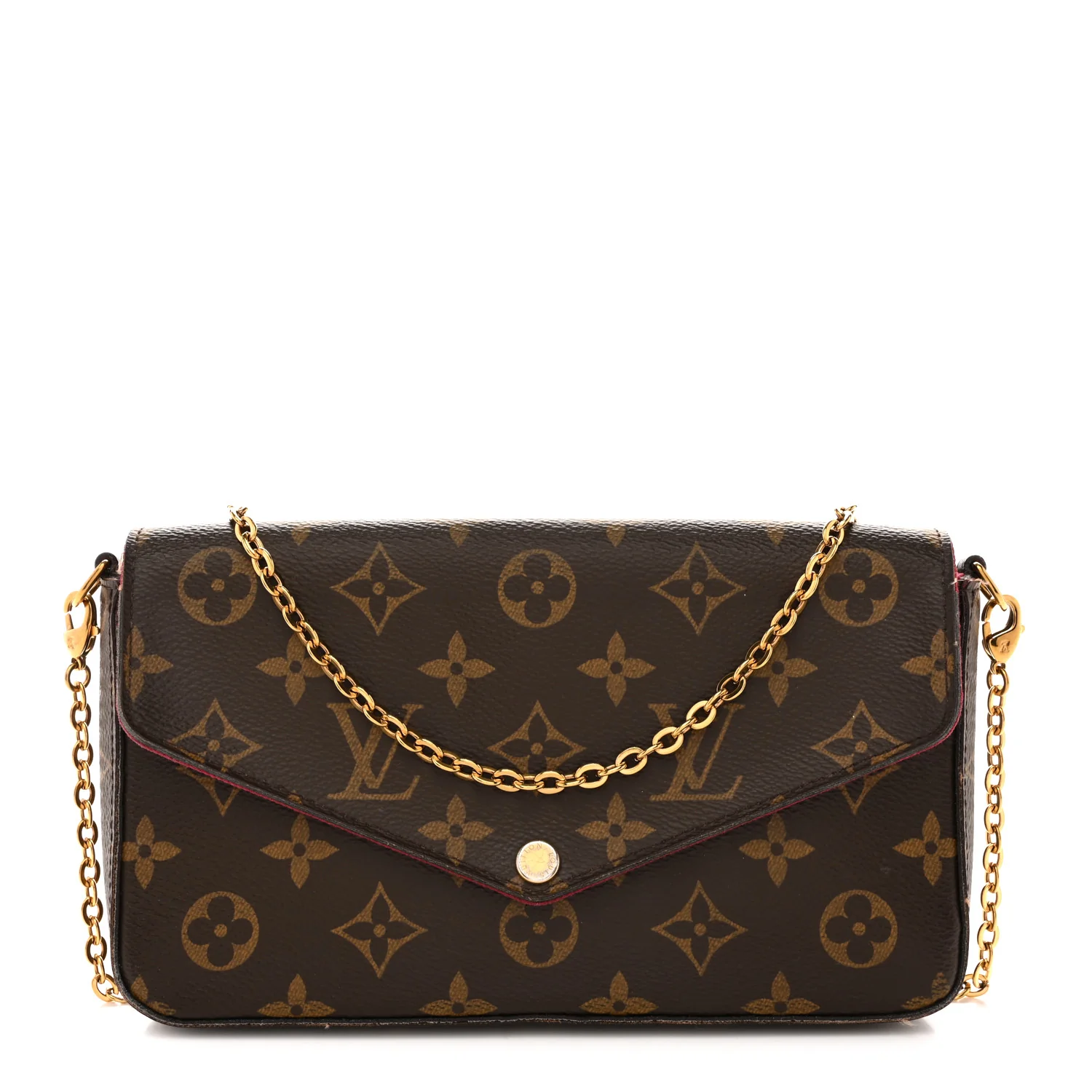 Monogram Pochette Felicie Chain Wallet Fuchsia