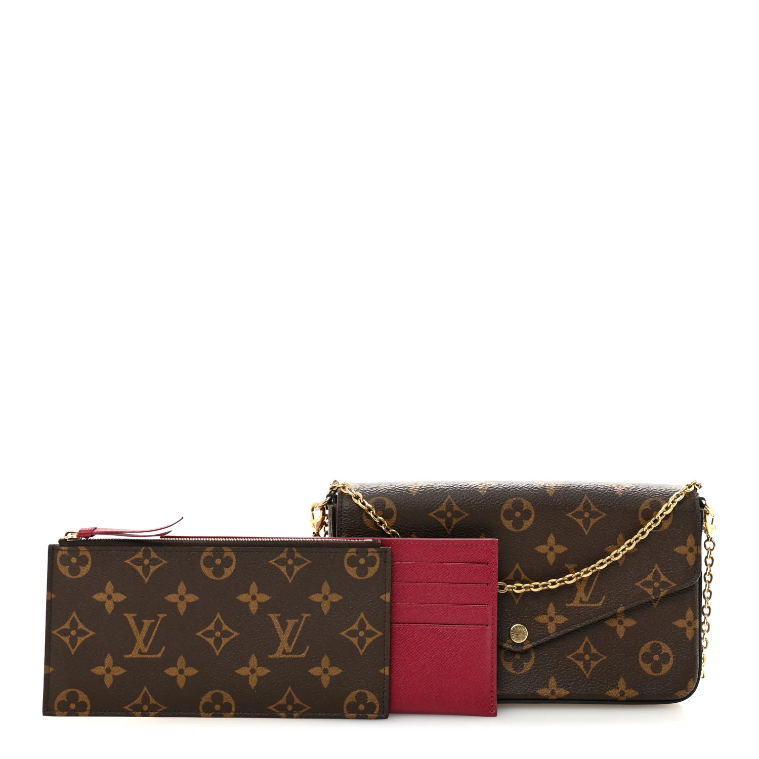 Monogram Pochette Felicie Chain Wallet Fuchsia - Image 3