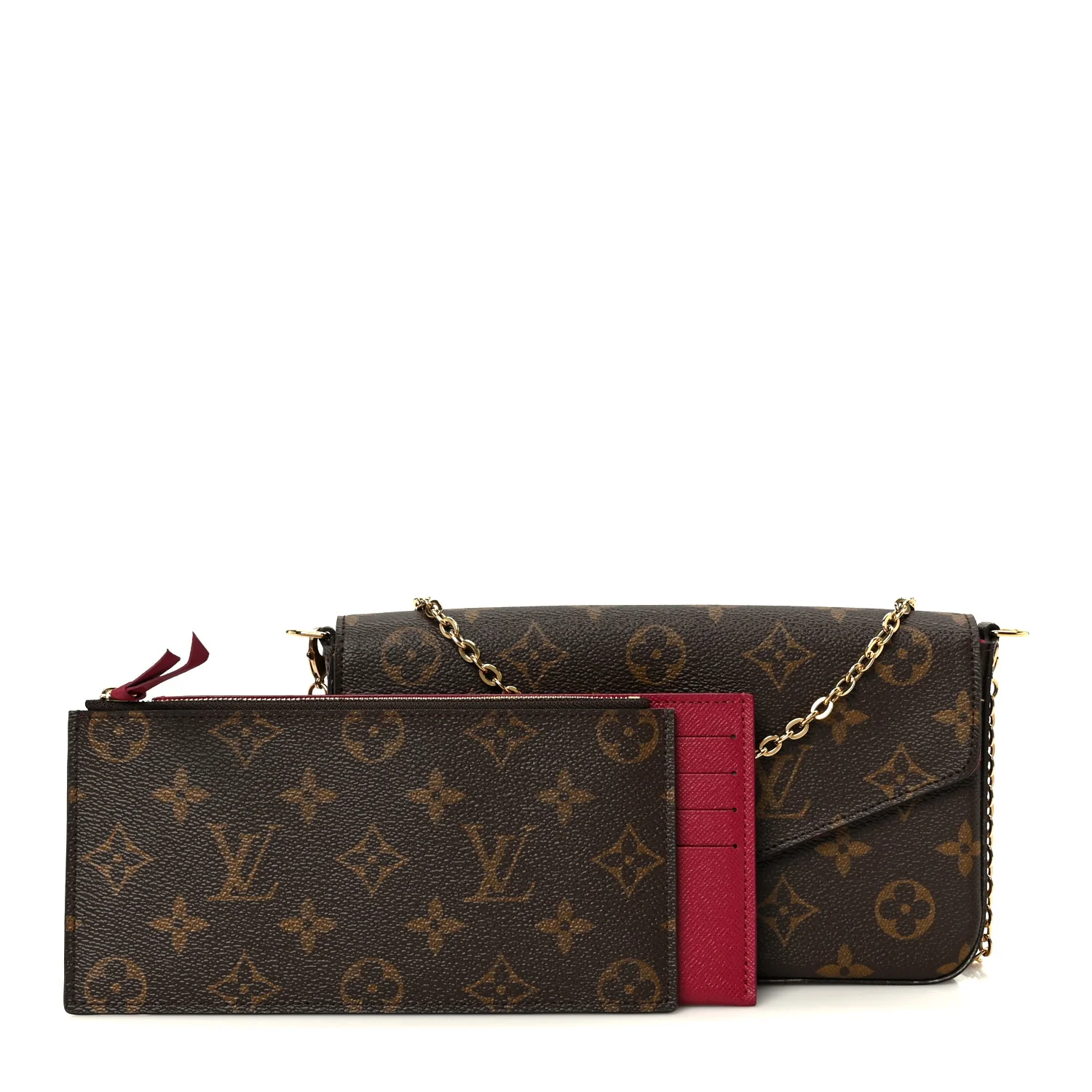 Monogram Pochette Felicie Chain Wallet Fuchsia - Image 3