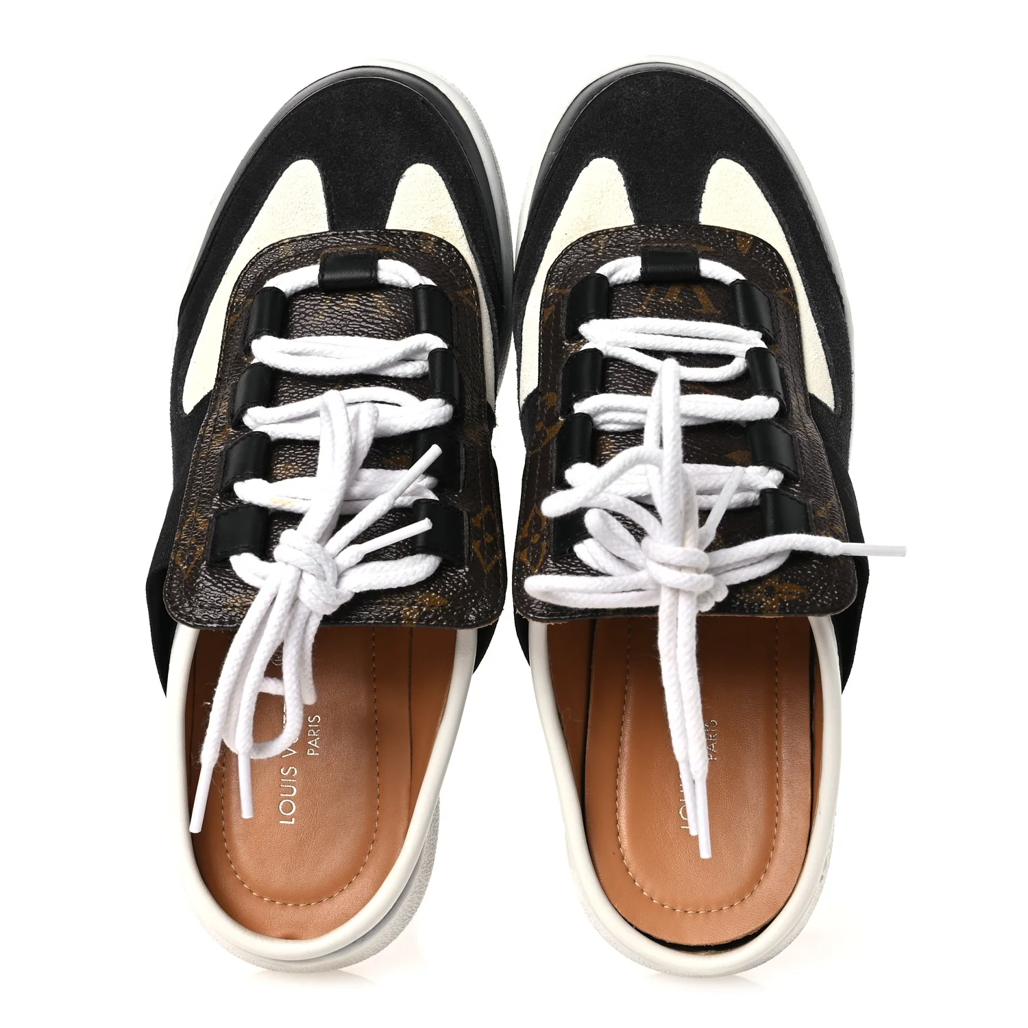 Monogram Suede Calfskin Lous Open Back Sneakers 37.5 Black - Image 2